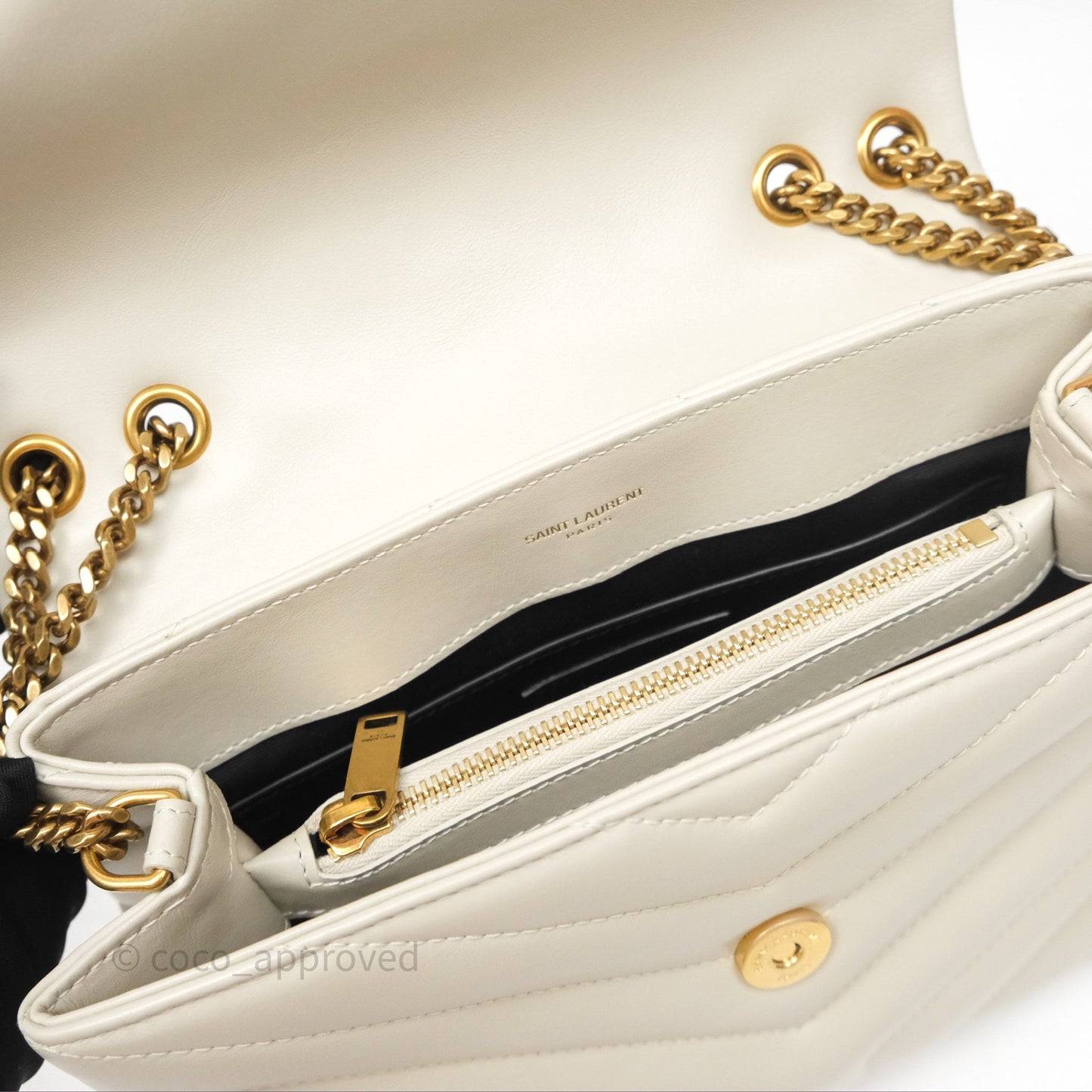 Saint Laurent Loulou Small Flap Bag Beige Calfskin Gold Hardware