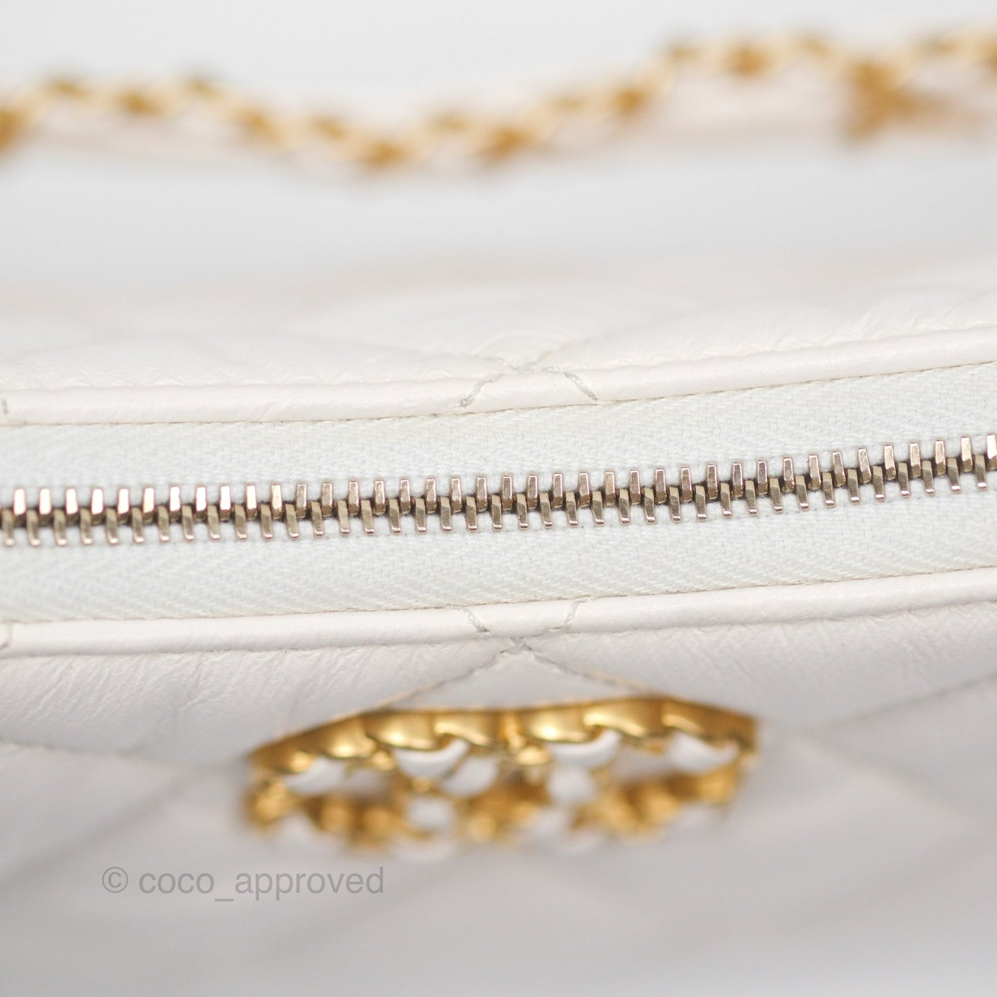 Chanel Hobo Bag White Aged Calfskin Aged Gold Hardware