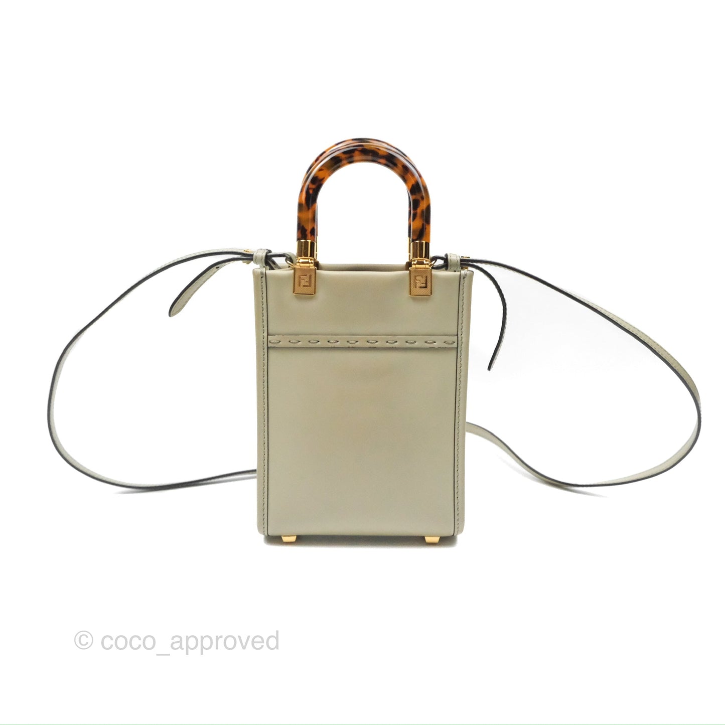 Fendi Mini Sunshine Shopper Bag Green Tea Tortoiseshell-effect Handle