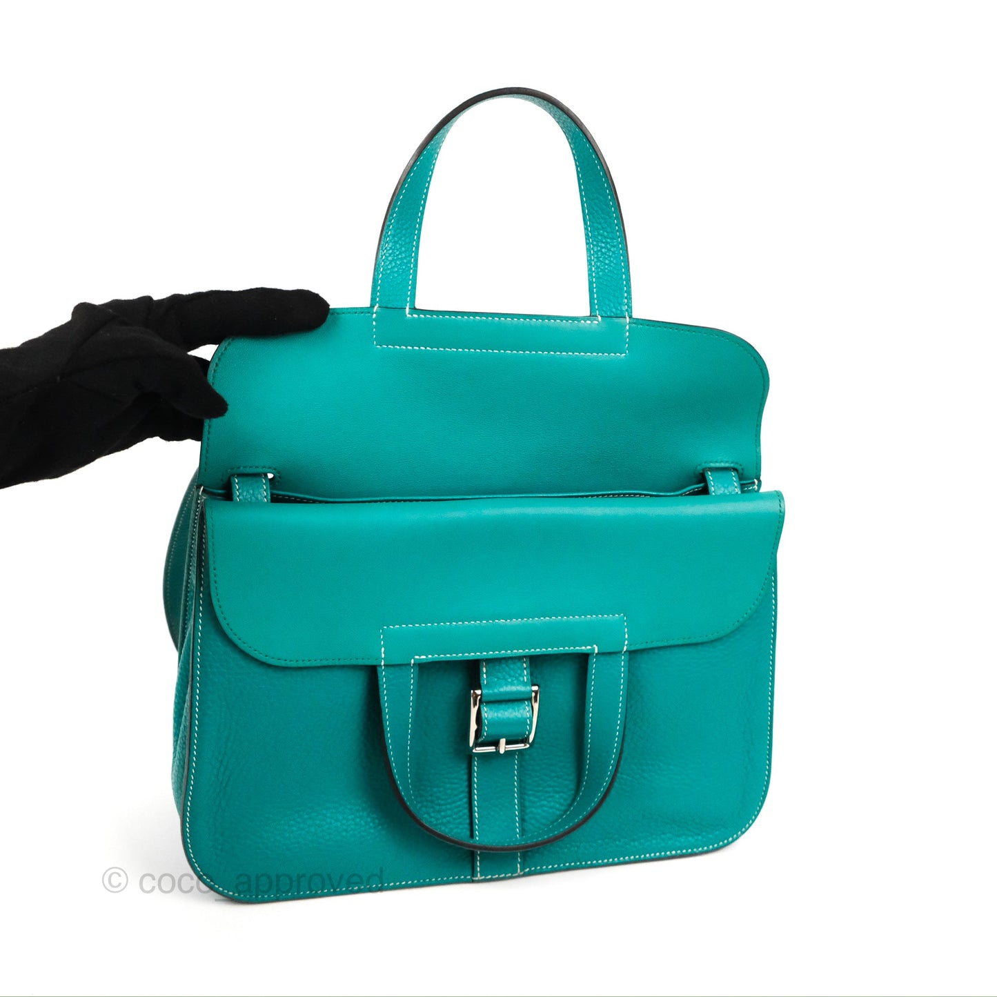 Hermès Halzan 31 Vert Verone Clemence Palladium Hardware
