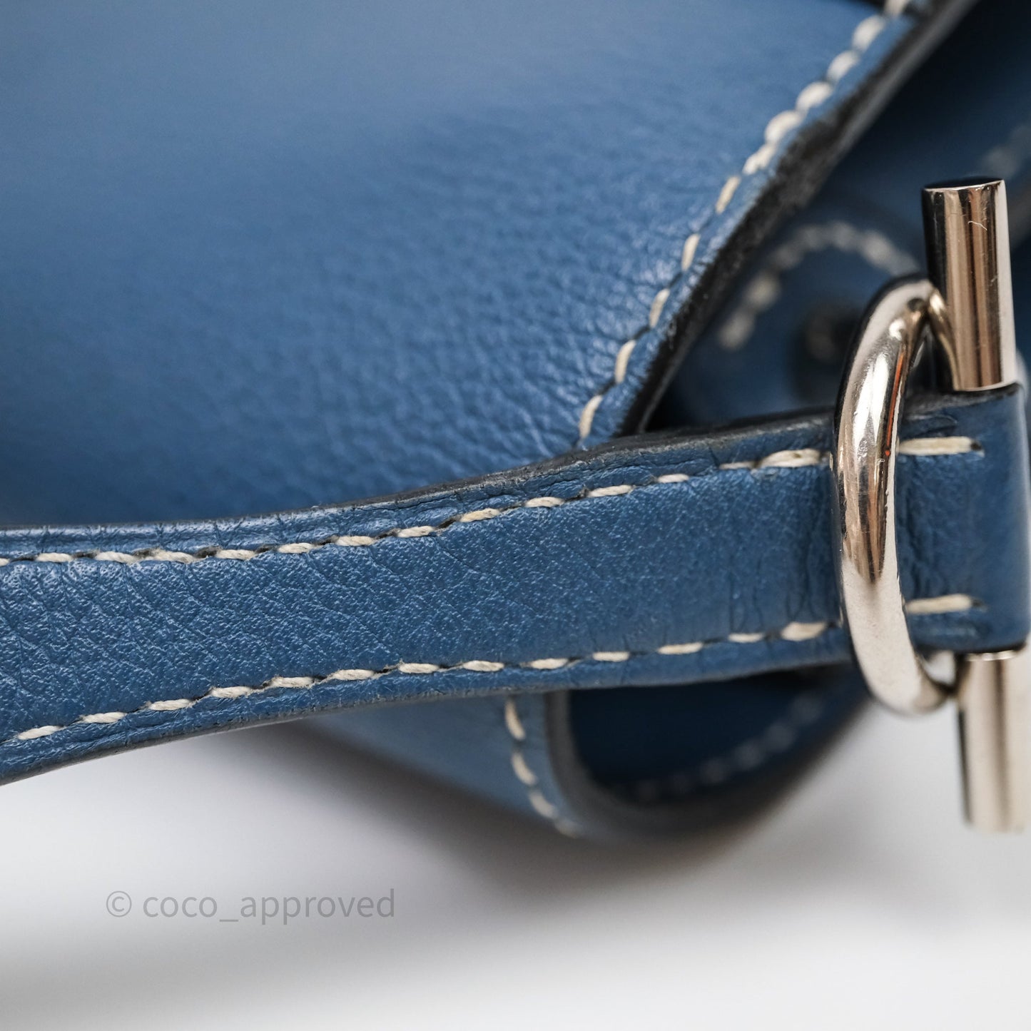 Hermès Roulis 23 Blue Evercolor Palladium Hardware
