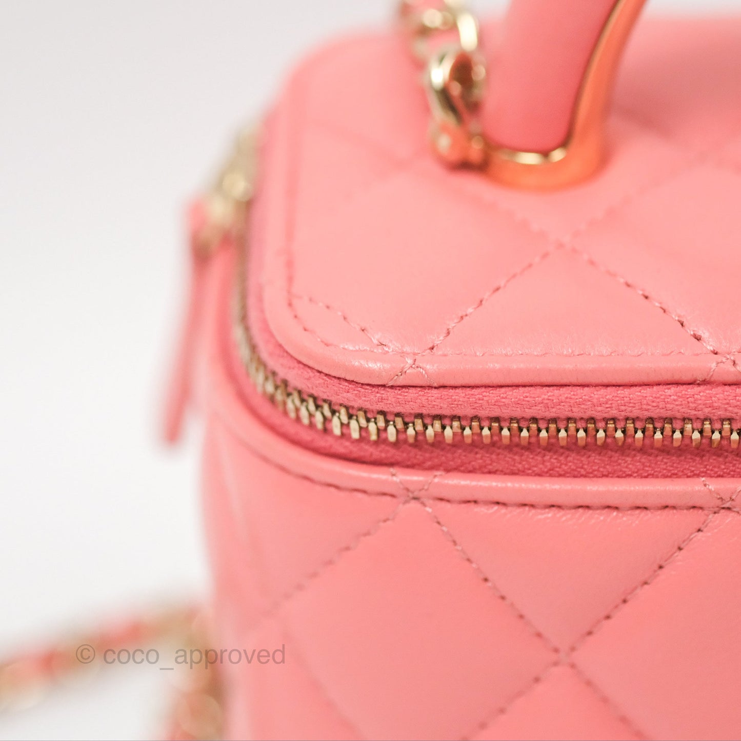 Chanel Vanity Rectangular Top Handle Pink Lambskin Gold Hardware