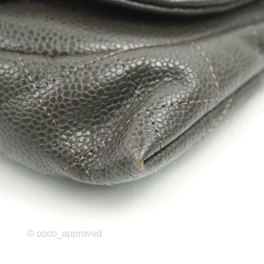 Chanel Half Moon Wallet on Chain WOC Dark Grey Caviar Silver Hardware