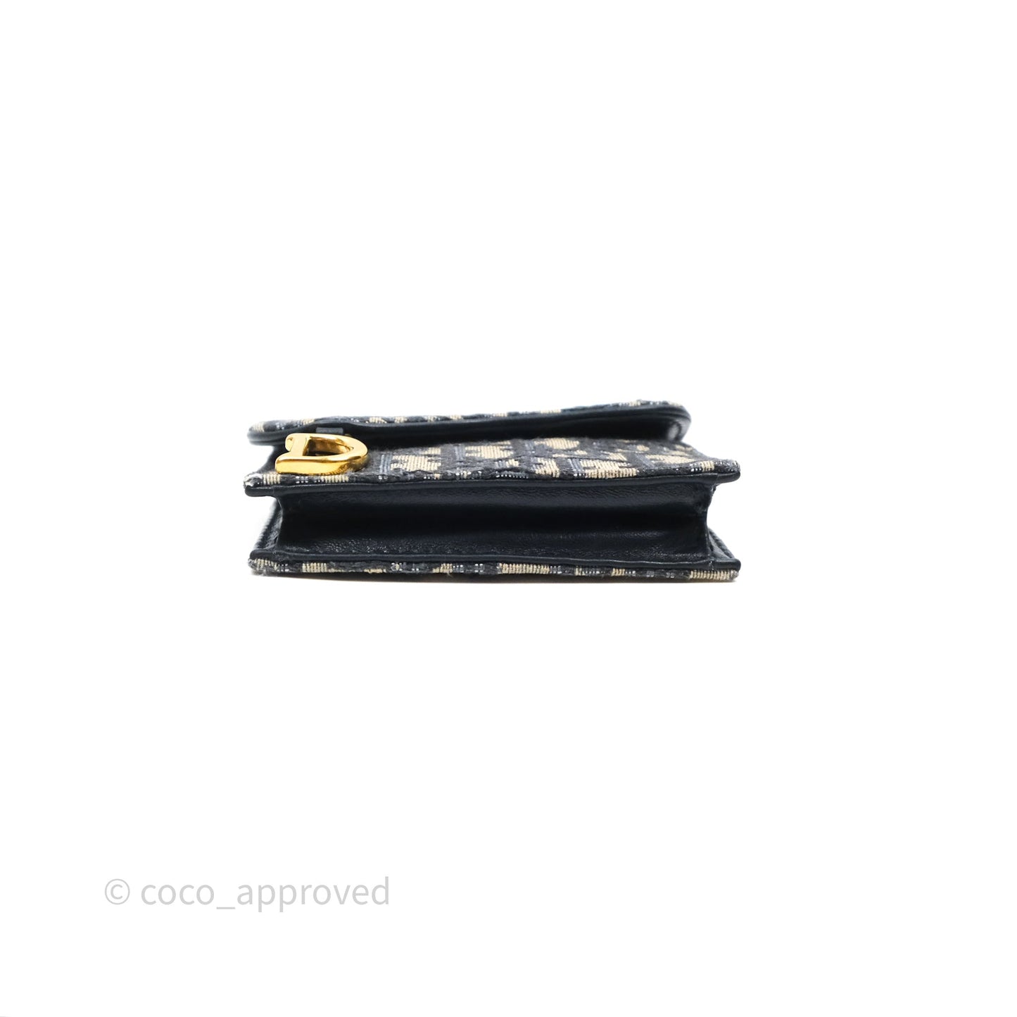 Christian Dior Saddle Flap Card Holder Blue Dior Oblique Jacquard
