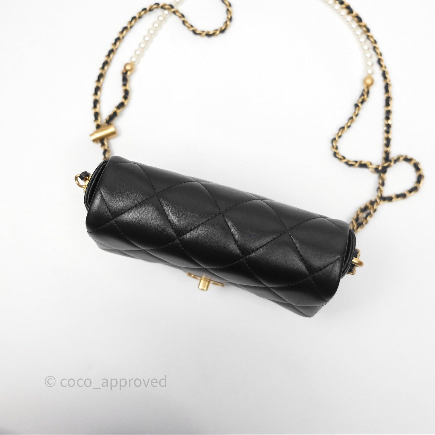 Chanel Quilted My Perfect Mini With Pearl Black Lambskin Gold Hardware 21K