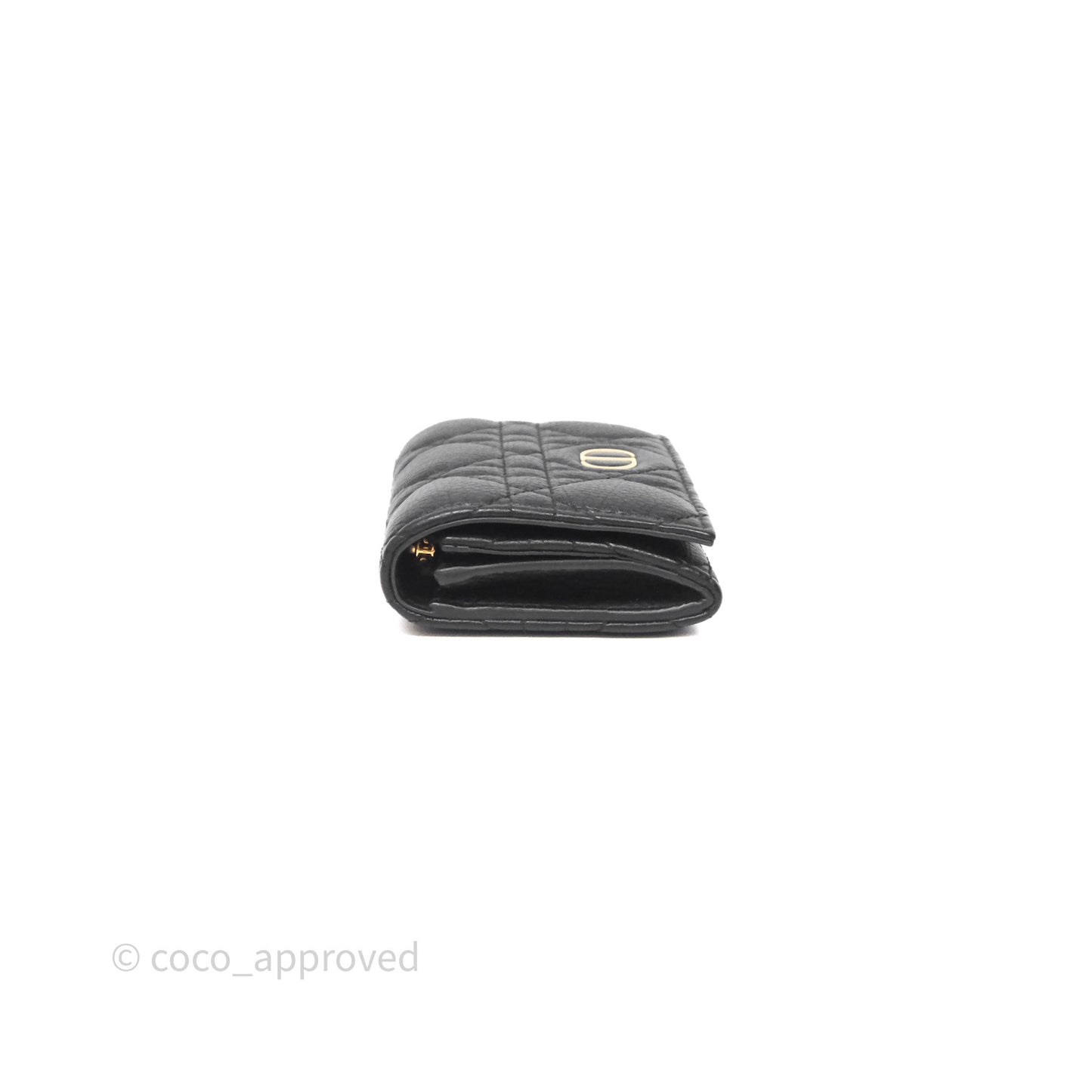 Dior Caro Glycine Wallet Black Supple Cannage Calfskin Gold Hardware