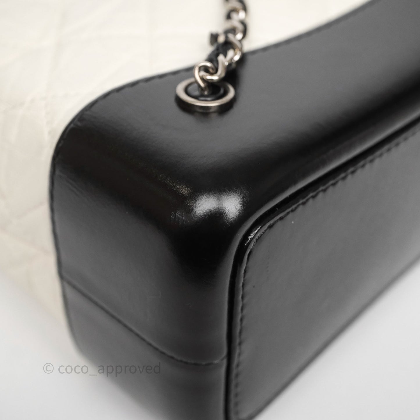 Chanel Small Gabrielle Backpack White Black Aged Calfskin