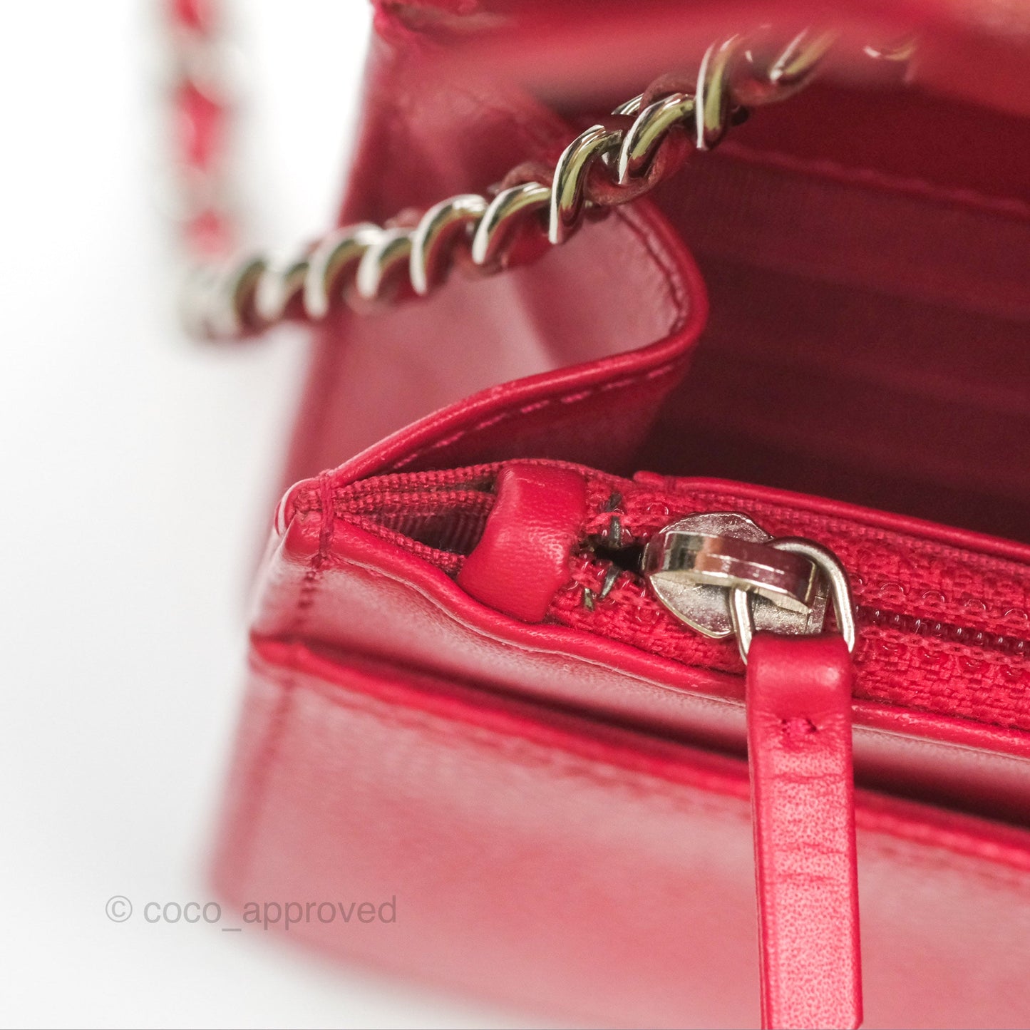 Chanel CC Wallet On Chain WOC Dark Pink Caviar Silver Hardware