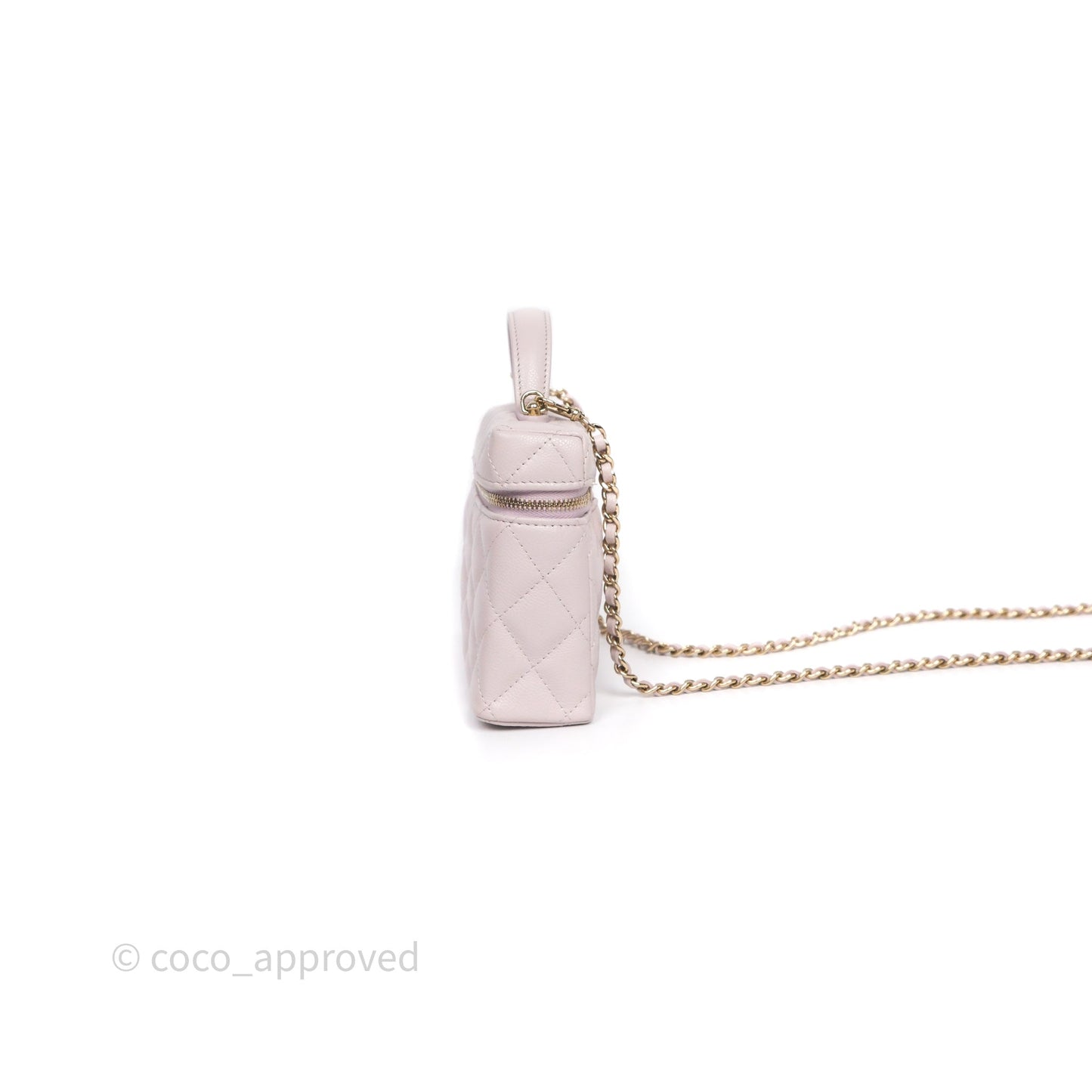 Chanel Top Handle Long Vanity with Chain Lilac Caviar Gold Hardware