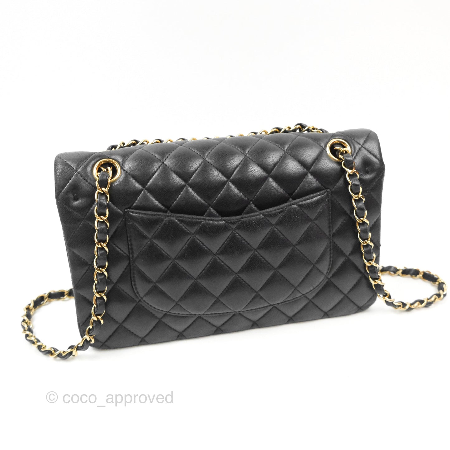 Chanel Classic M/L Medium Flap Quilted Black Lambskin Gold Hardware