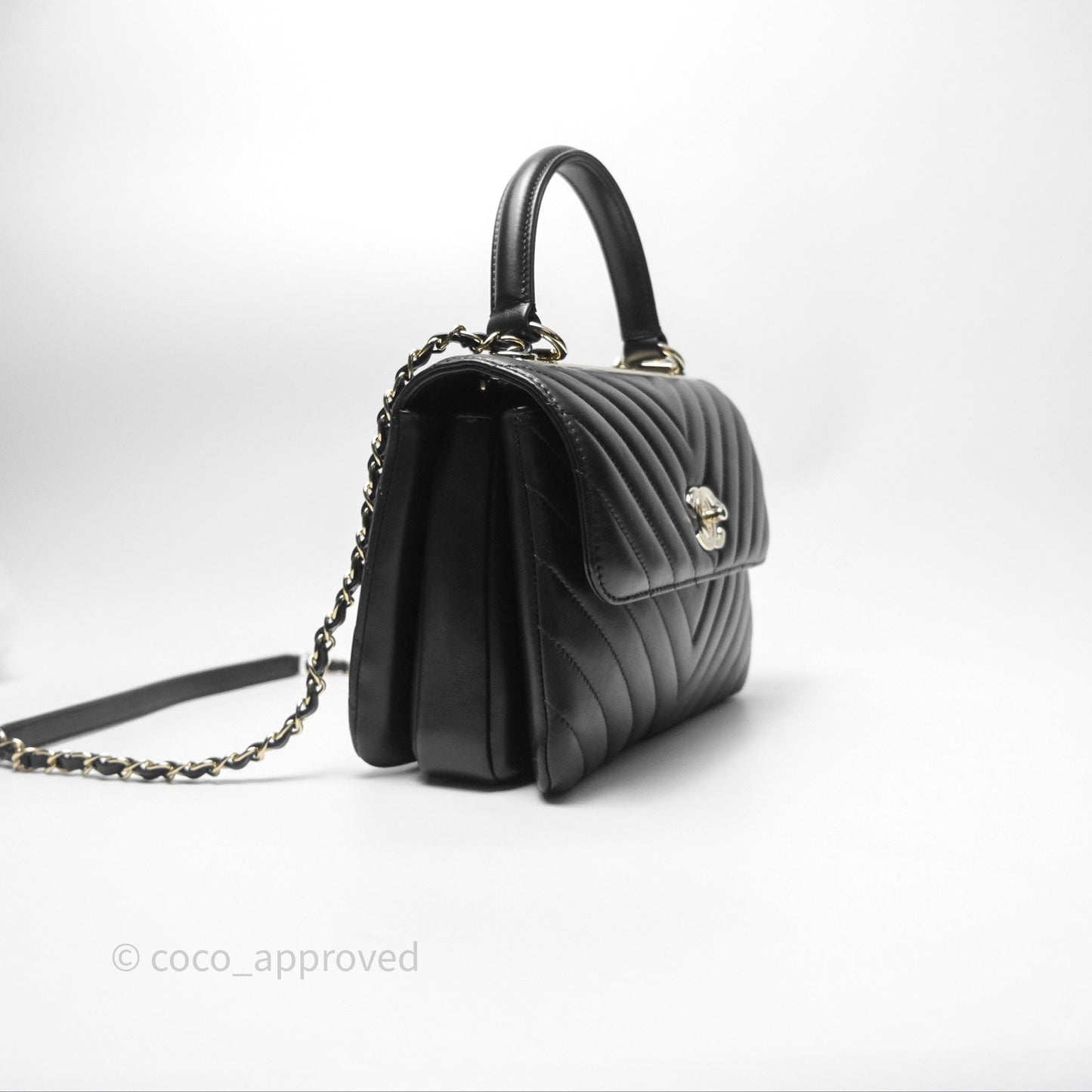 Chanel Small Trendy CC Black Chevron Lambskin Gold Hardware