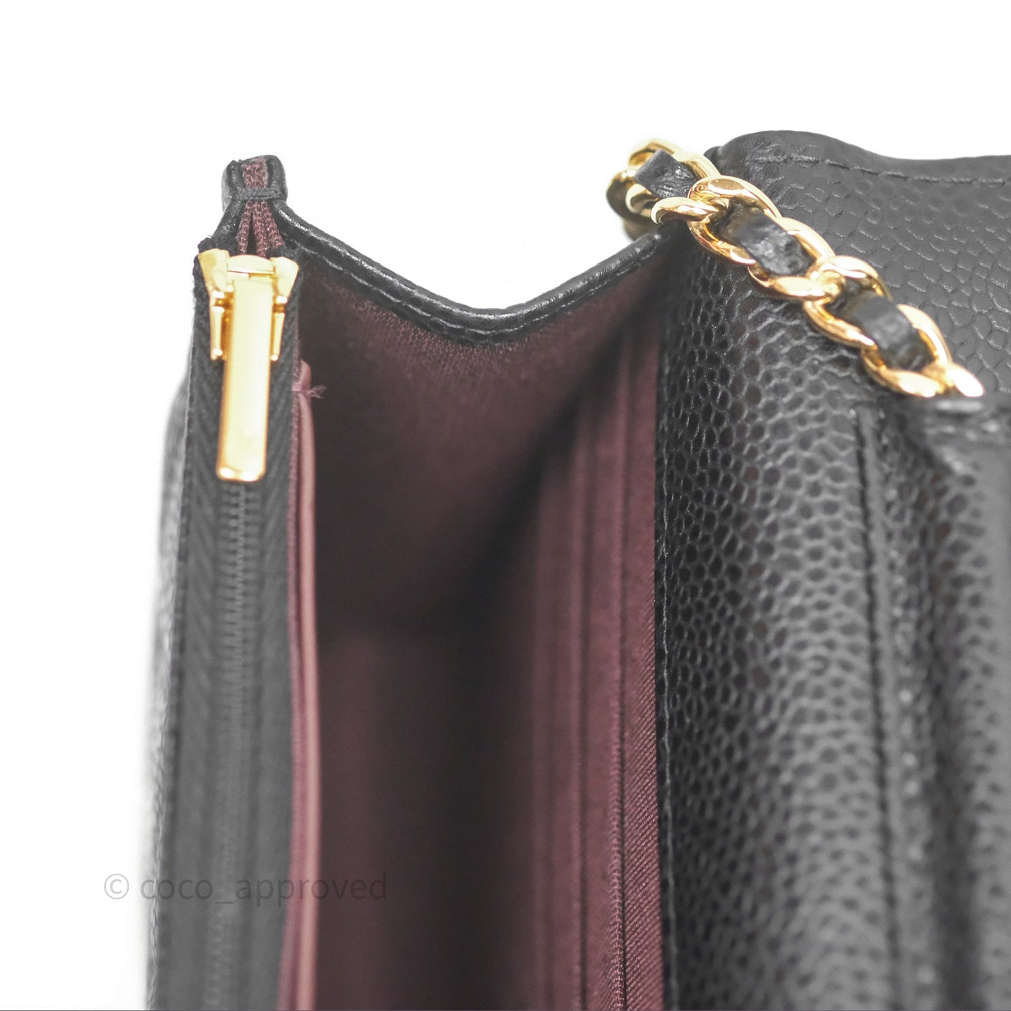 Chanel Classic Wallet On Chain WOC Quilted Black Caviar Gold Hardware