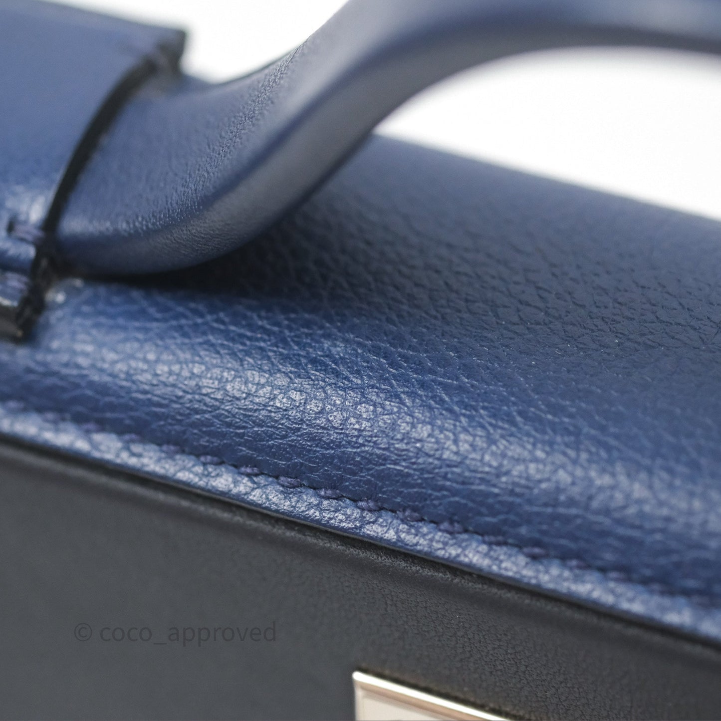 Hermès 24/24 21 Mini Bleu Saphir 73/ Bleu Indigo 76/ Bleu France 71 Evercolor/ Swift Palladium Hardware