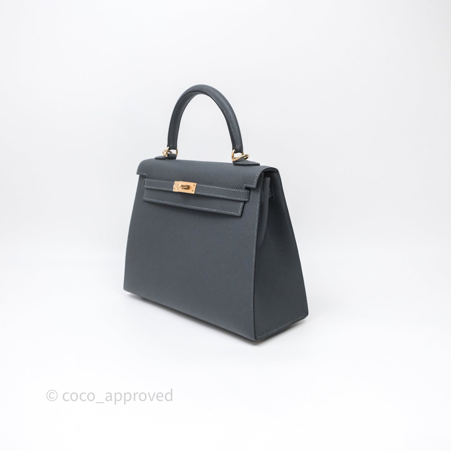Hermès Kelly 25 Gris Meyer 0L Epsom Light Gold Hardware