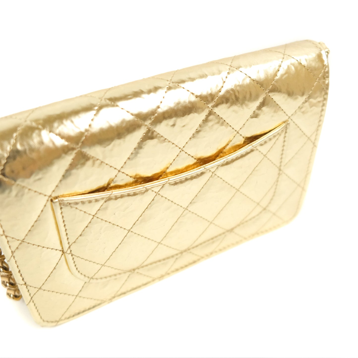 Chanel Quilted Classic Wallet on Chain WOC Metallic Gold Calfskin Gold Hardware