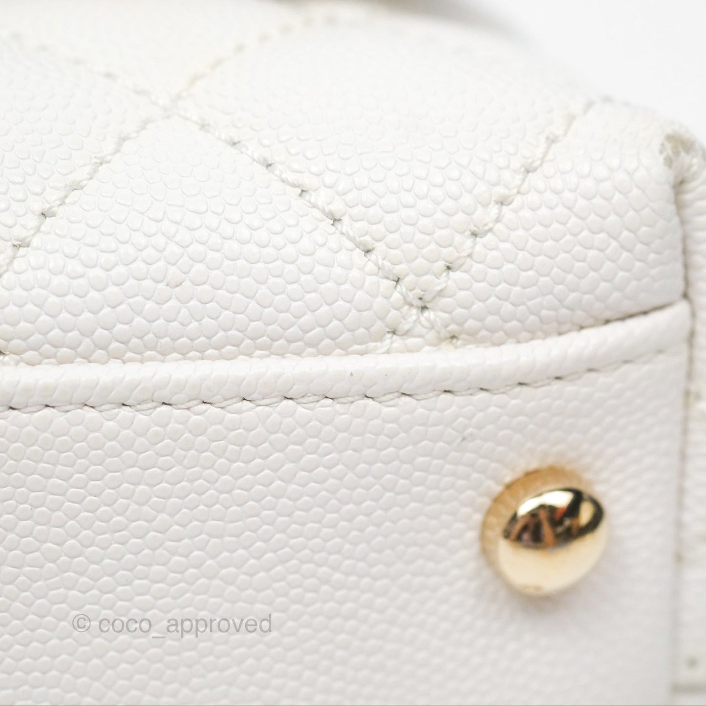 Chanel Extra Mini Quilted Coco Handle White Caviar Gold Hardware
