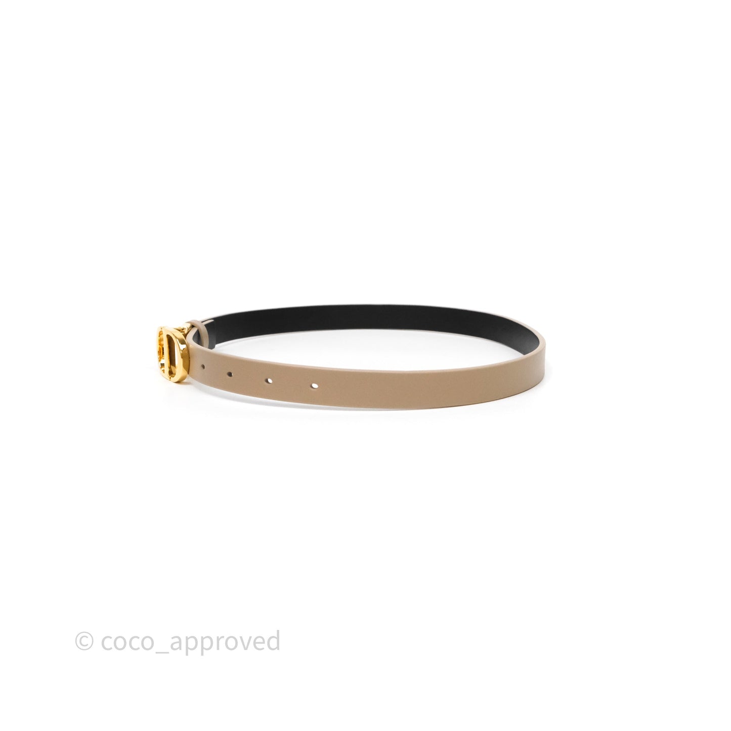 Dior 30 Montaigne Reversible Belt Hazelnut/Black Calfskin Gold Hardware Size 70