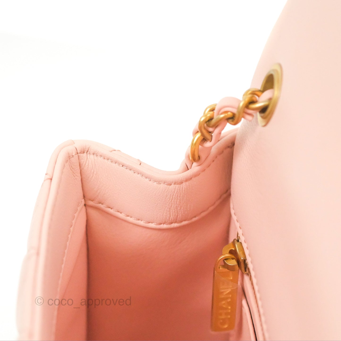 Chanel Pearl Crush Mini Rectangular Light Pink Lambskin Aged Gold Hardware