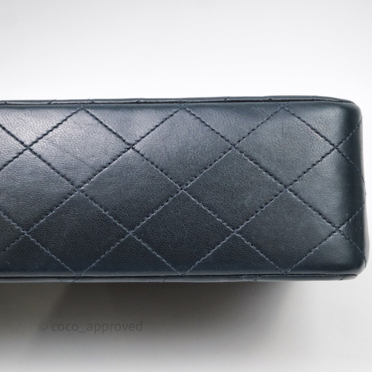 Chanel Vintage M/L Lambskin Medium Double Flap Bag Navy 24K Gold Hardware