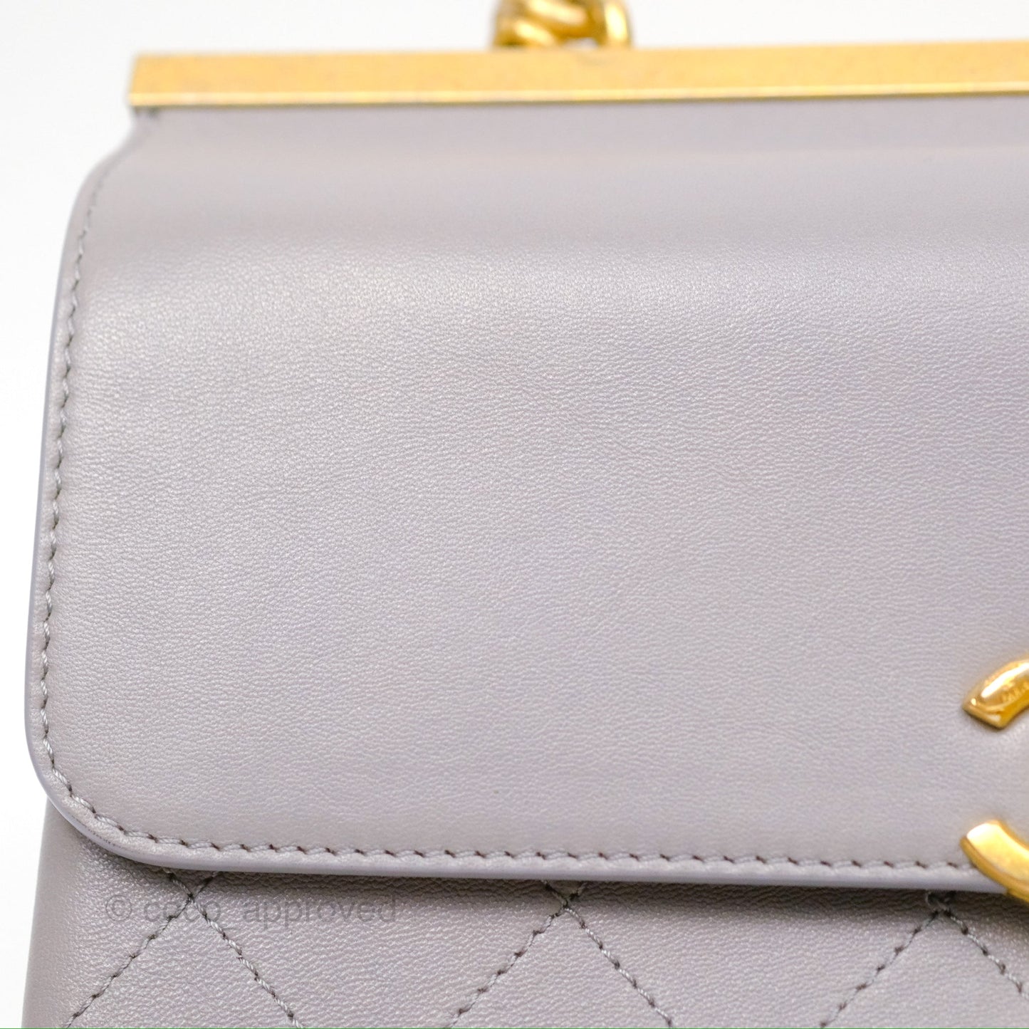 Chanel Small Quilted Coco Luxe Flap Bag Grey Calfskin Aged Gold Hardware