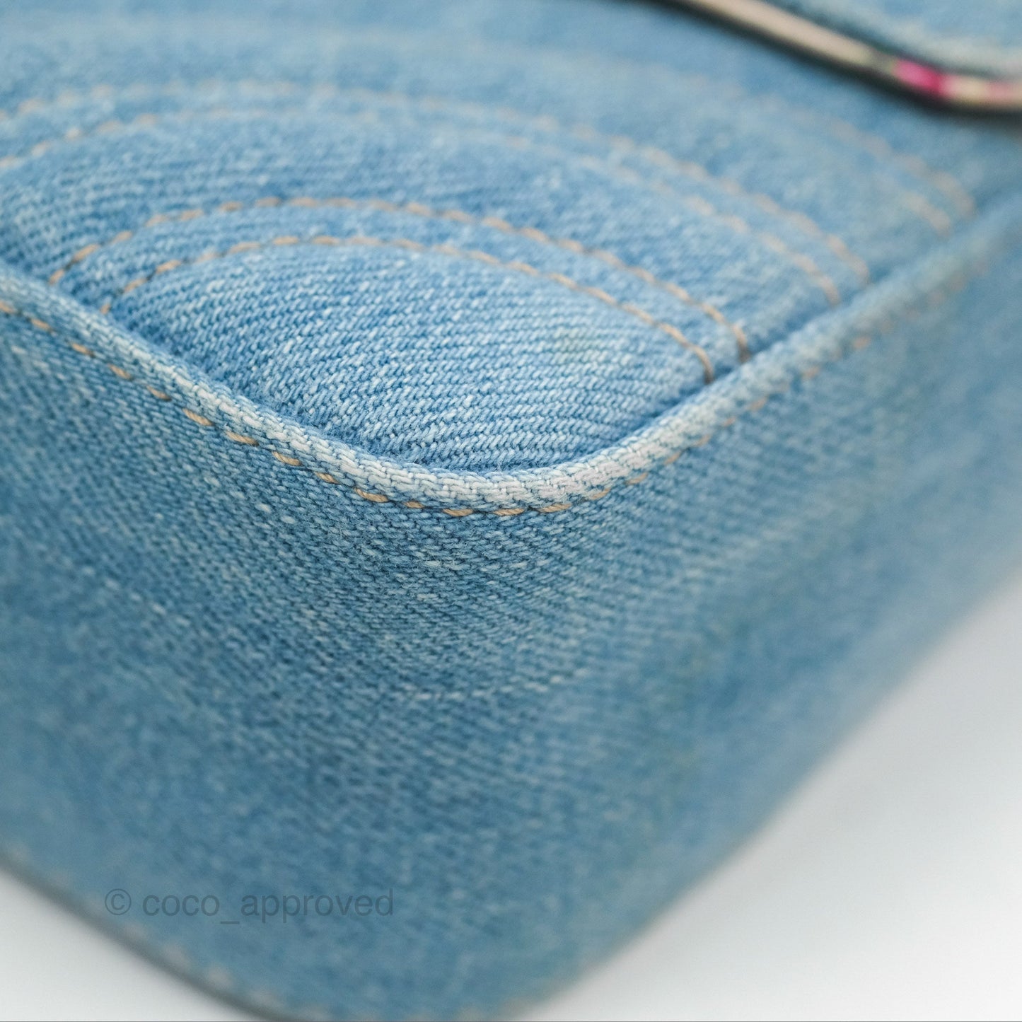 Gucci Mini Marmont Denim Pearl Gold Hardware
