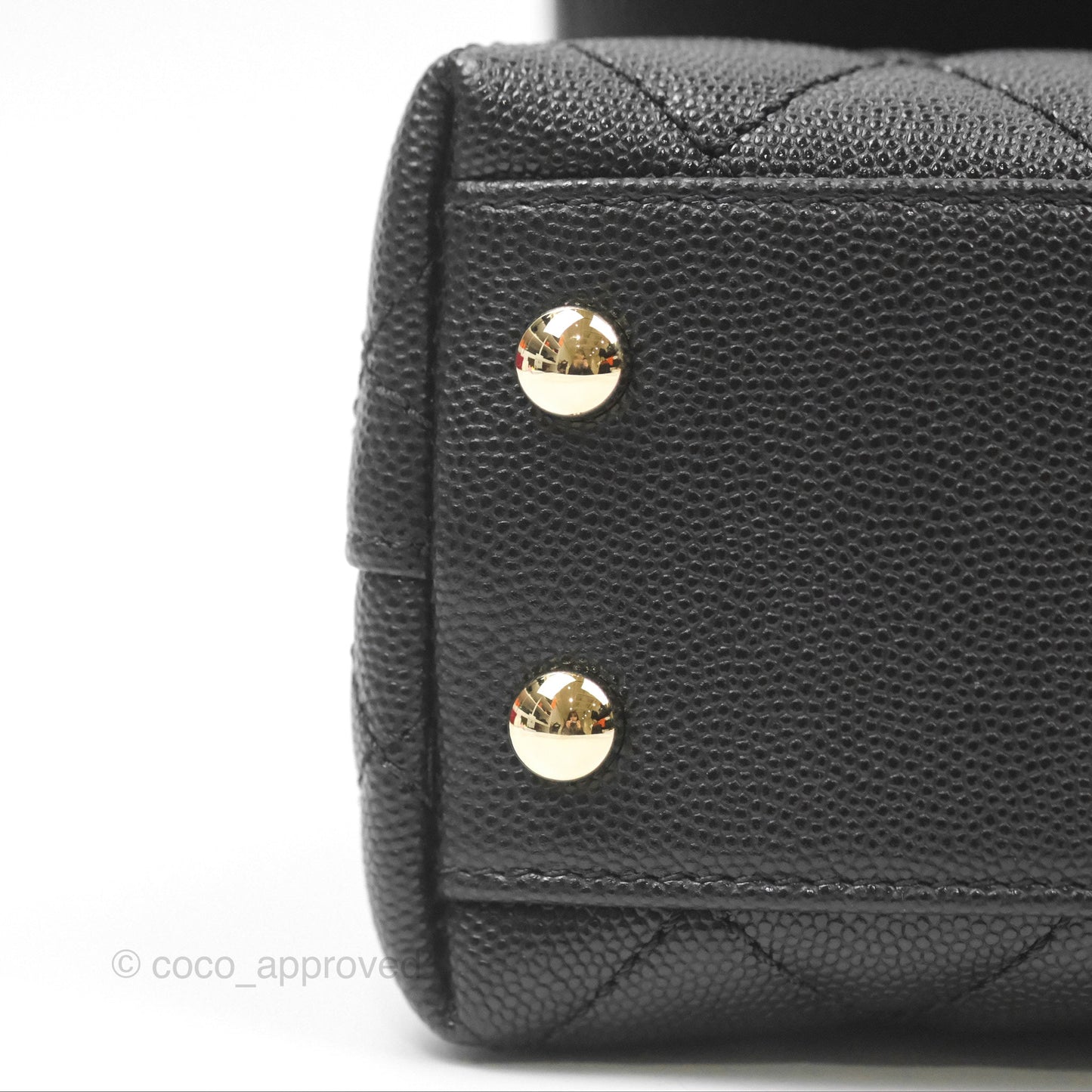 Chanel Mini Coco Handle Quilted Black Caviar Gold Hardware