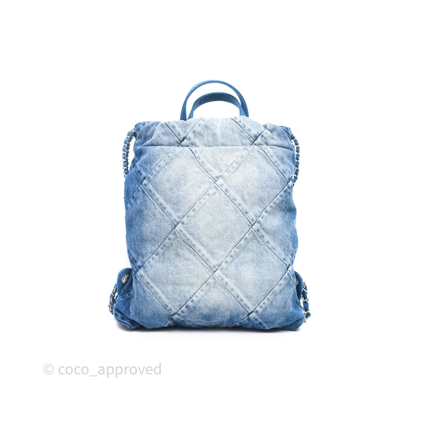 Chanel 22 Small Backpack Blue Denim Ruthenium Hardware