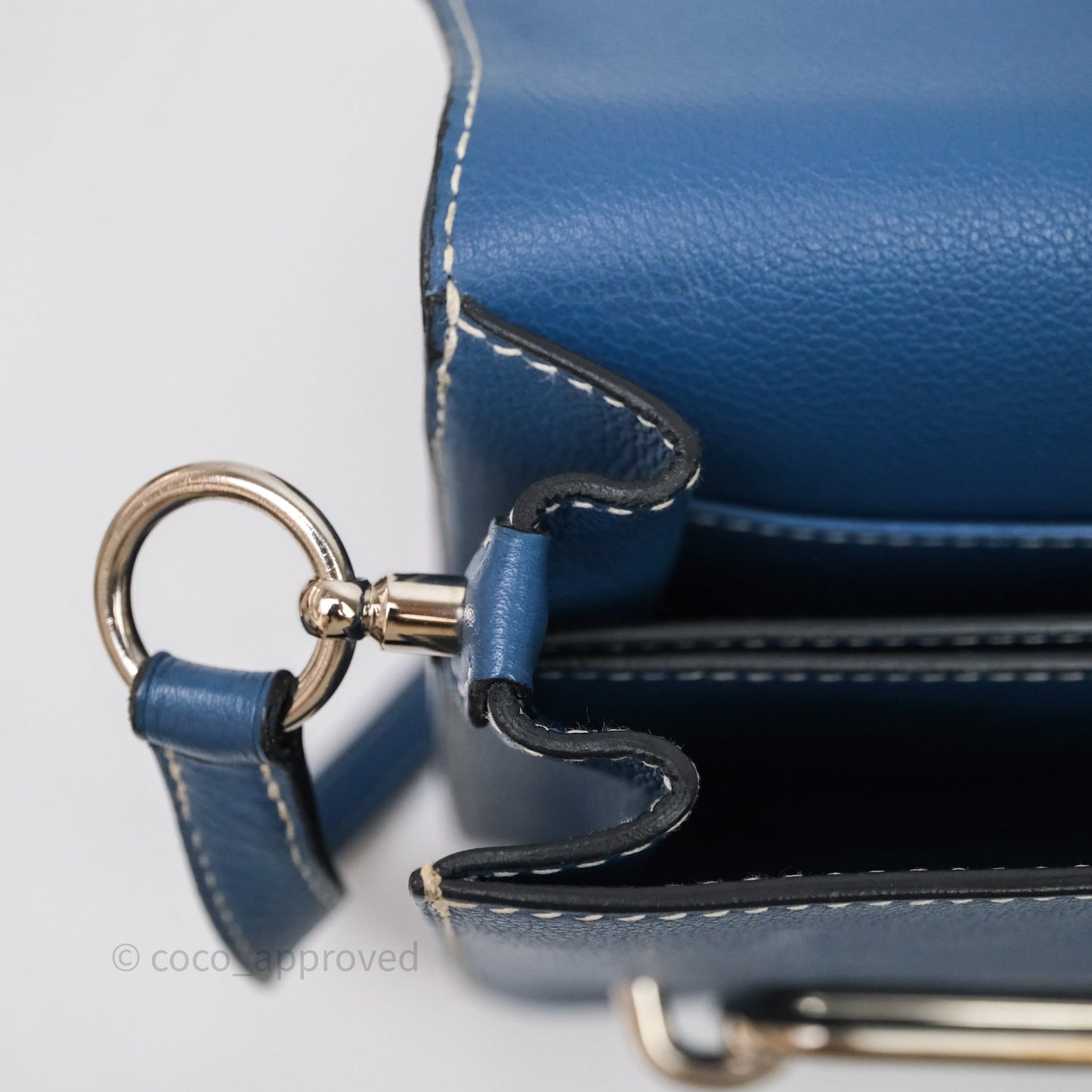 Hermès Roulis 23 Blue Evercolor Palladium Hardware