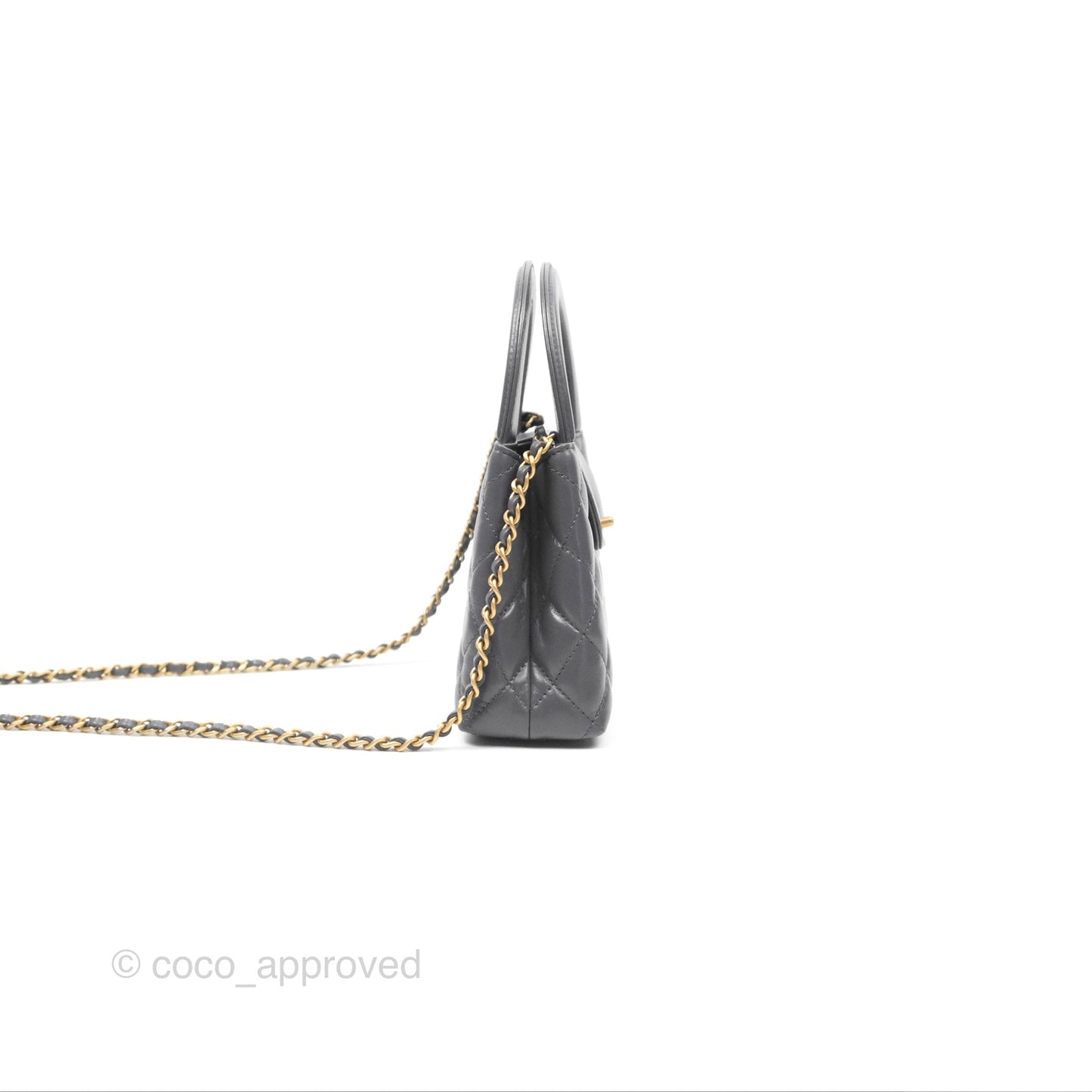 Chanel Kelly Bag Quilted Grey Shiny Calfskin Aged Gold Hardware