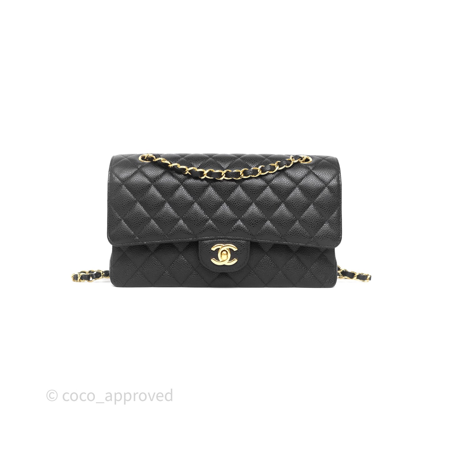 Chanel Classic M/L Medium Double Flap Black Caviar Gold Hardware