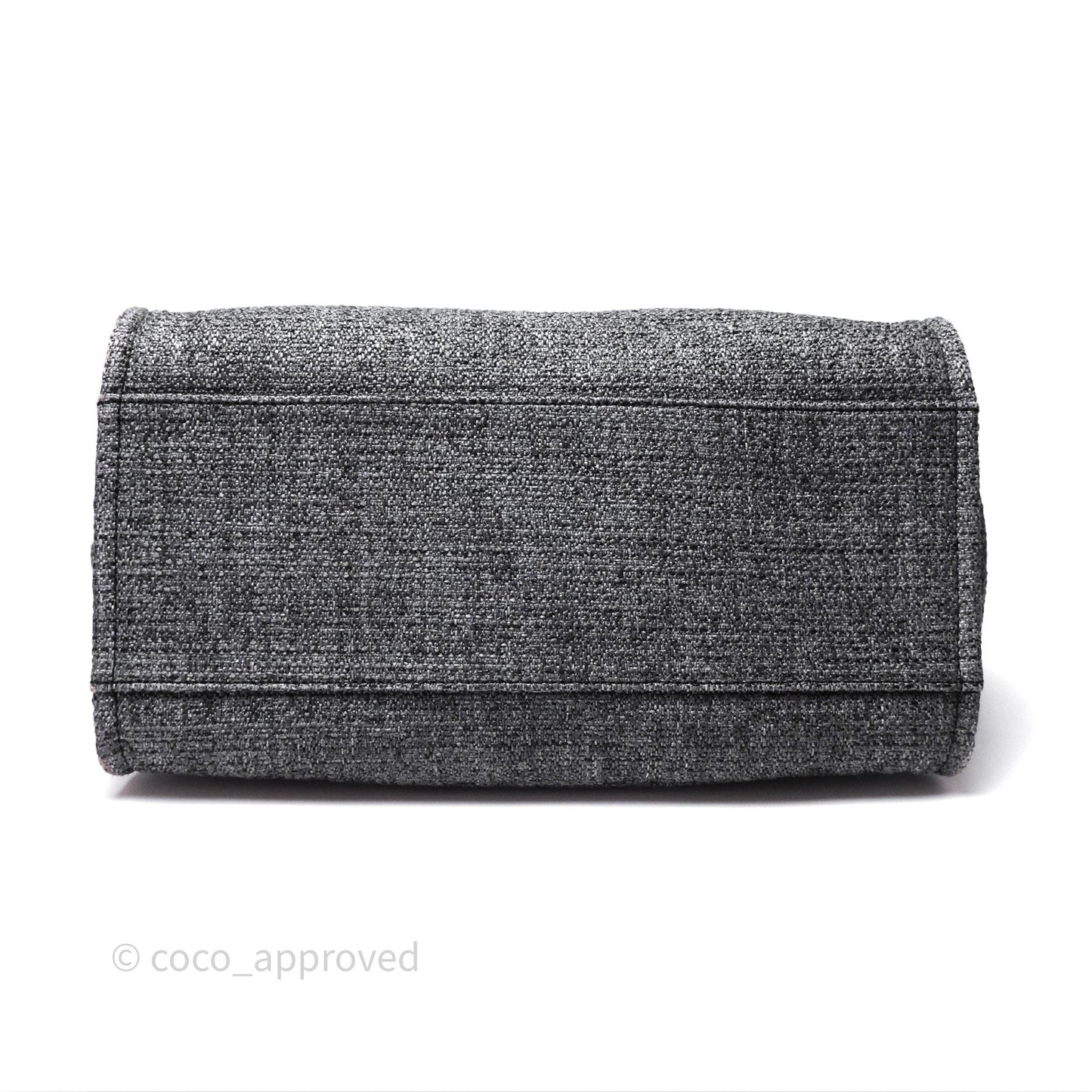 Chanel Large Deauville Glitter Black Grey Raffia Gold Hardware