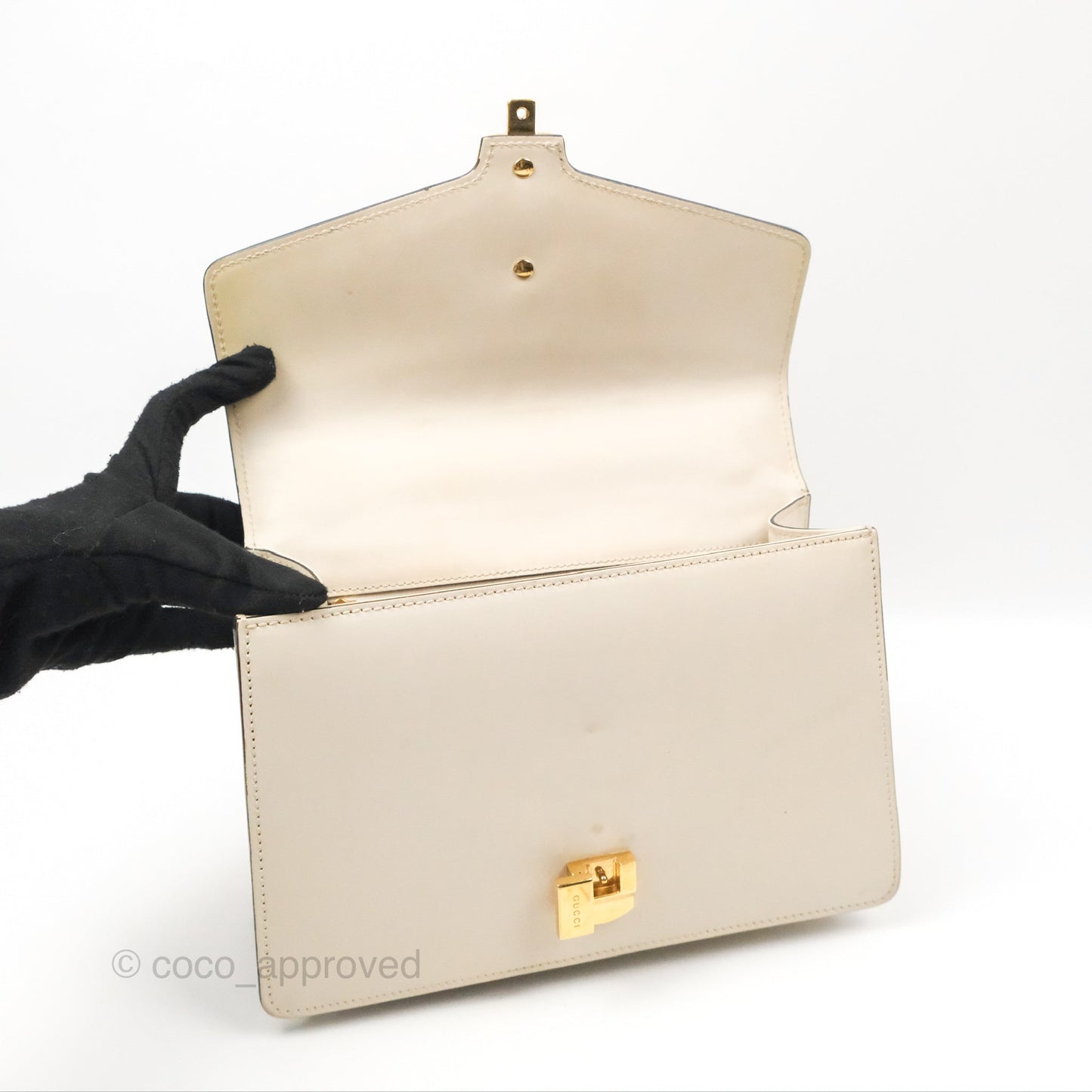 Gucci Calfskin Small Sylvie Shoulder Bag White