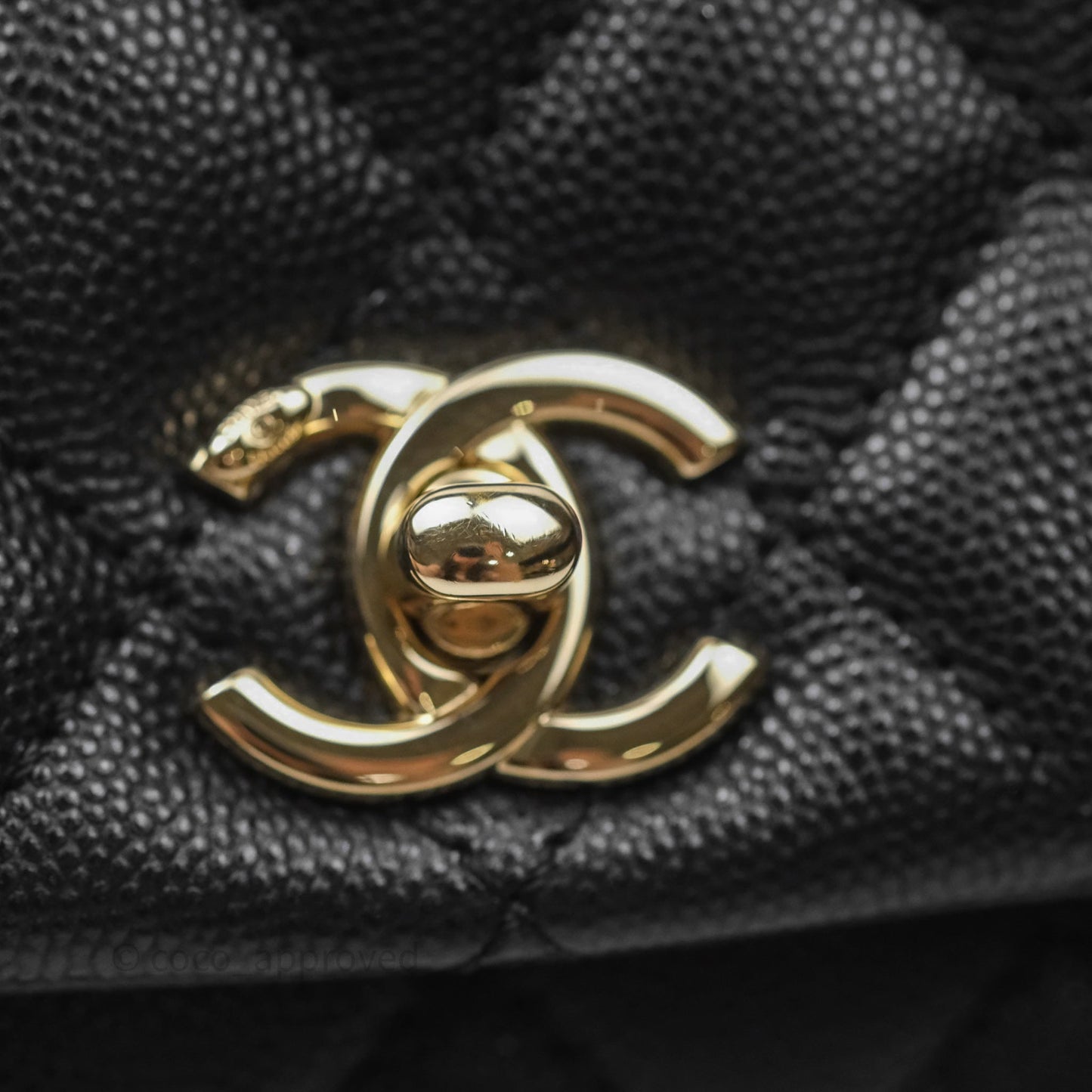 Chanel Mini Coco Handle Quilted Black Caviar Gold Hardware