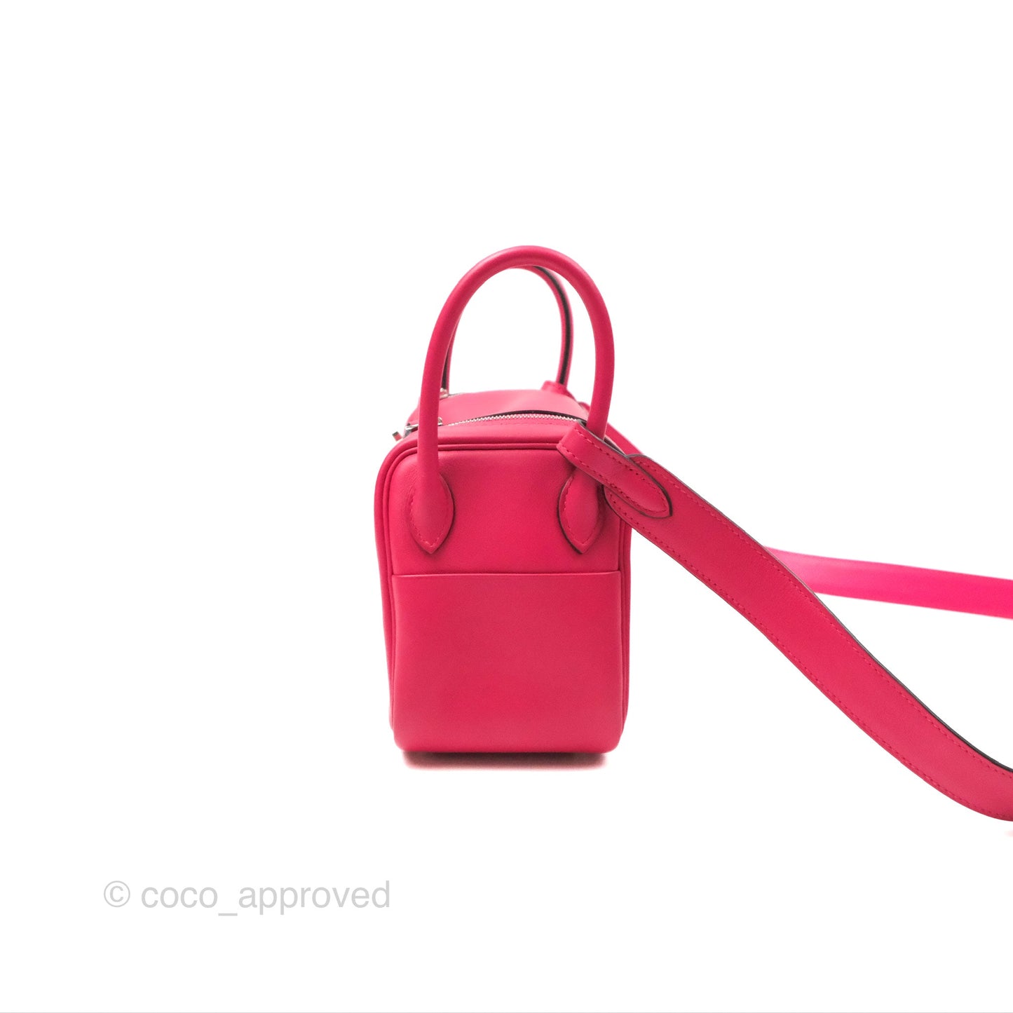 Hermès Mini Lindy 20 Framboise / Rouge Sellier Swift Palladium Hardware