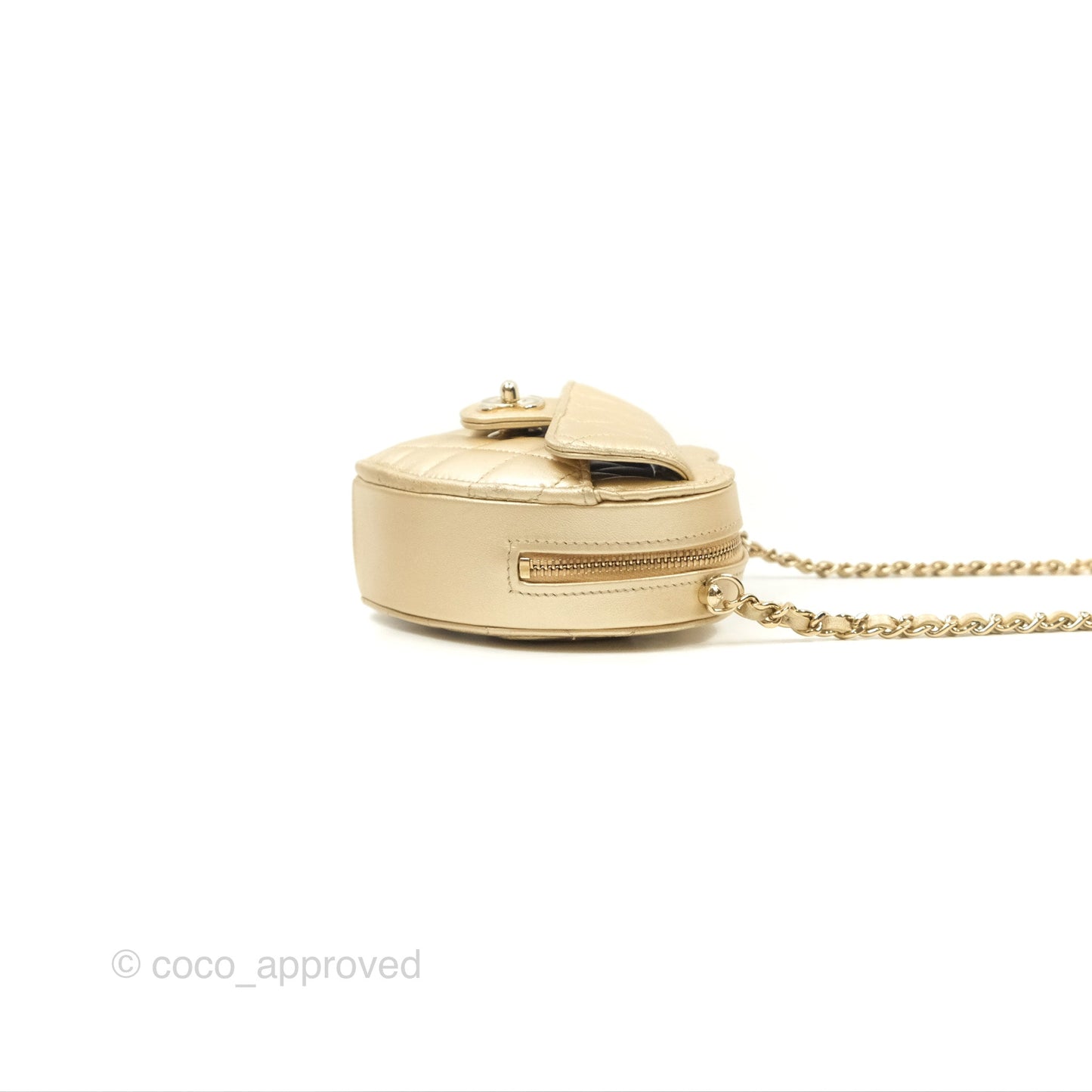 Chanel Small Heart Bag Iridescent Gold Lambskin Gold Hardware 22S
