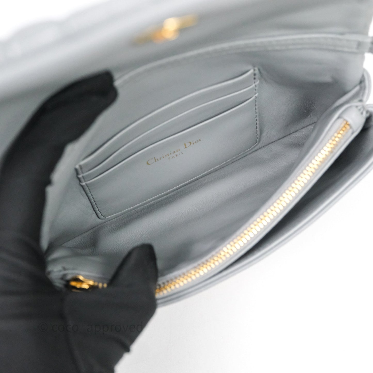 Christian Dior Mini Caro Bag Grey Macrocannage