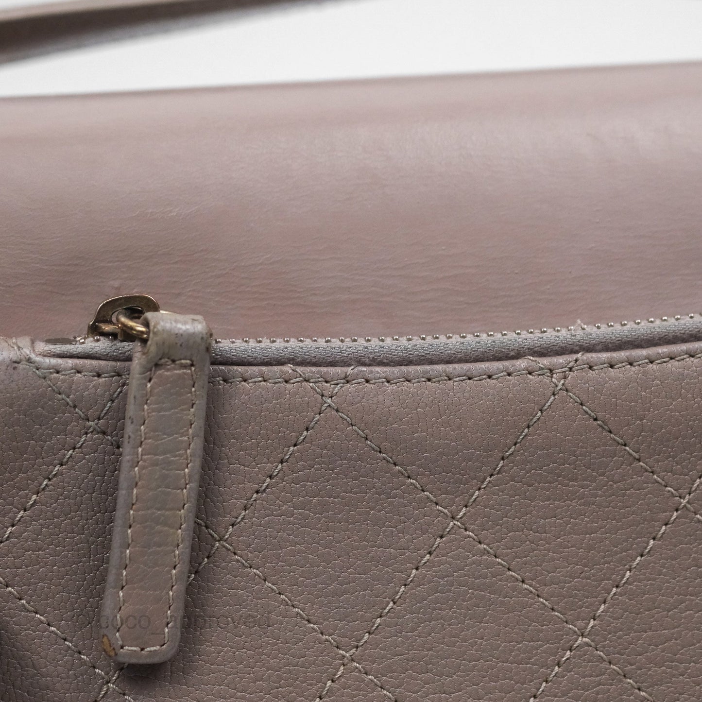 Chanel Coco Curve Flap Burnished Lilac Grey Calfskin Goatskin Antique Gold Hardware