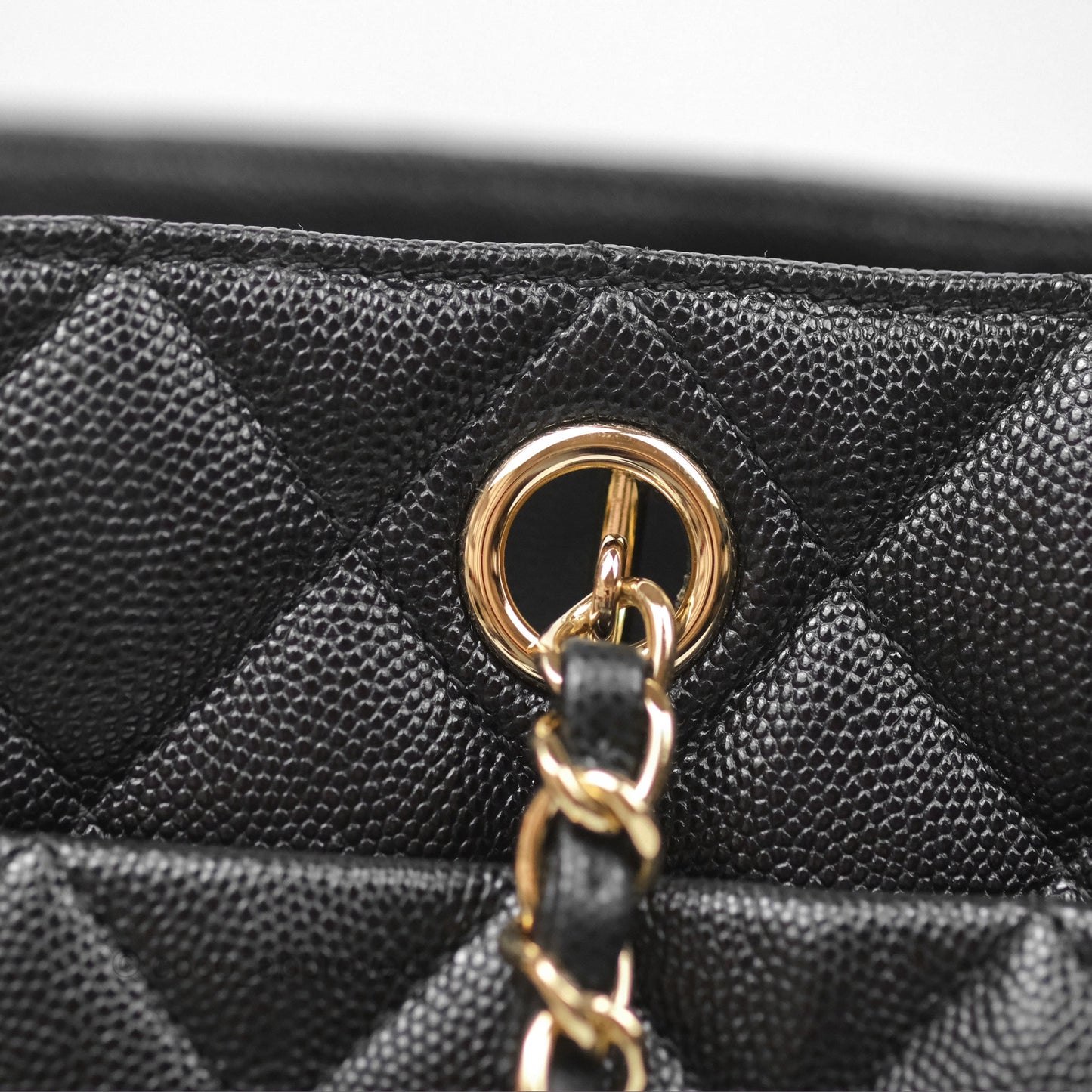 Chanel Large Shopping Tote Quilted Black Caviar Gold Hardware