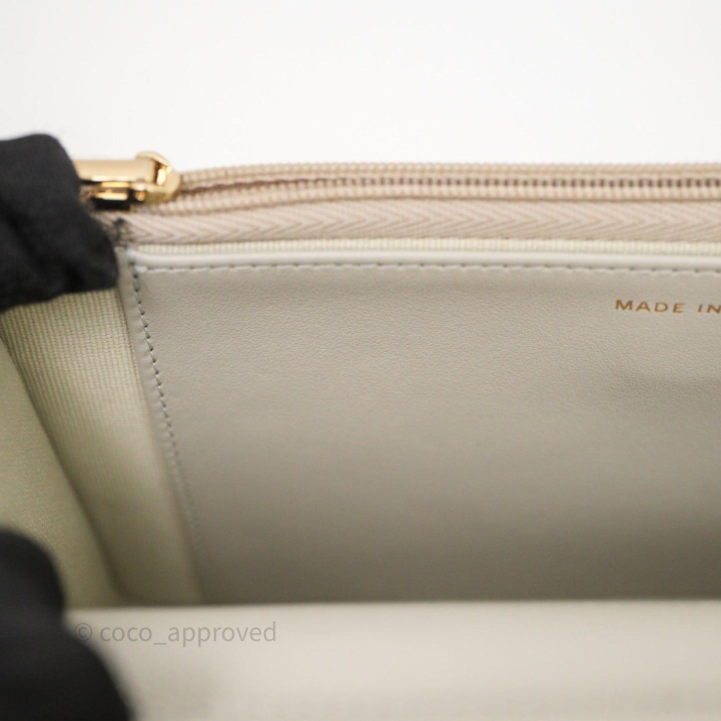 Chanel Quilted Wallet on Chain WOC Light Grey Caviar Gold Hardware 24S
