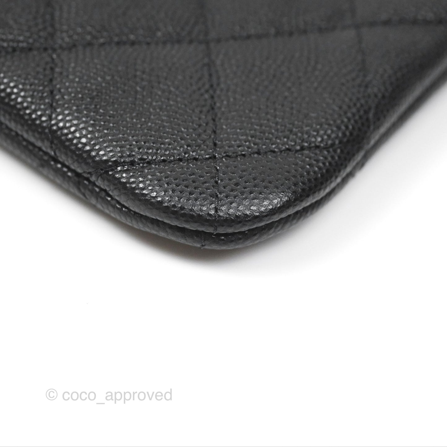 Chanel Medium Quilted O Case Black Caviar Silver Hardware