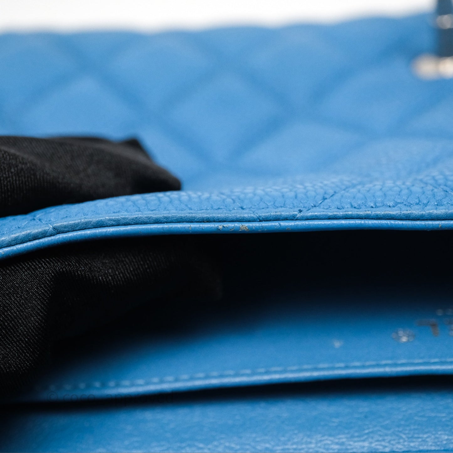 Chanel Quilted Clutch with Chain Caviar Azul Sliver Hardware