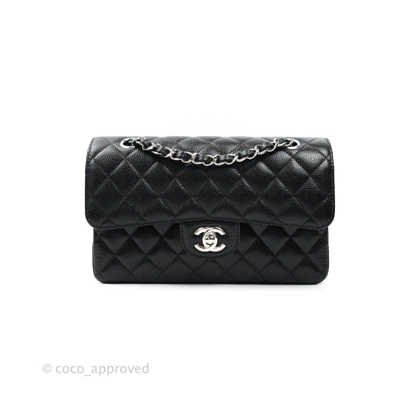 Chanel Small S/M Quilted Classic Flap Black Caviar Silver Hardware