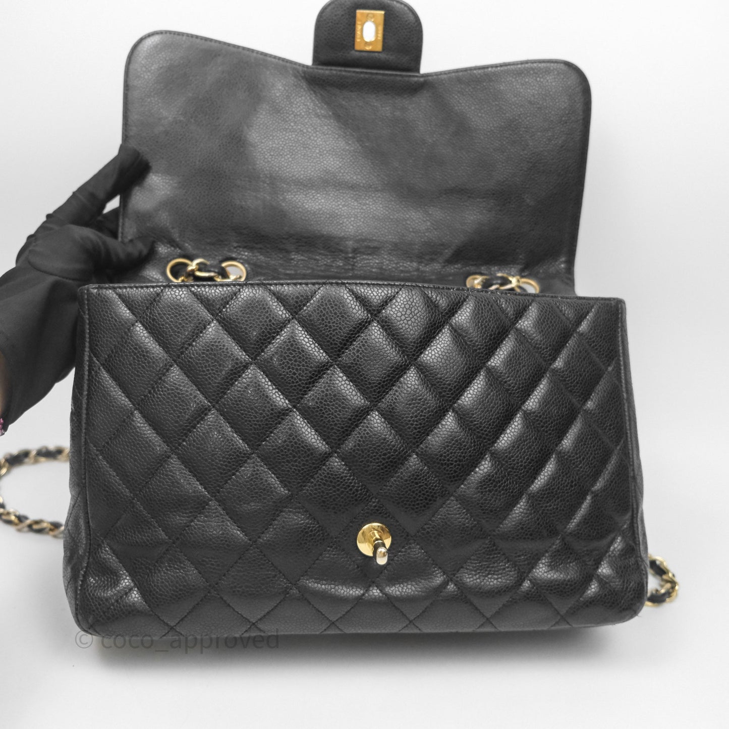 Chanel Jumbo Single Flap Black Caviar Gold Hardware⁣⁣