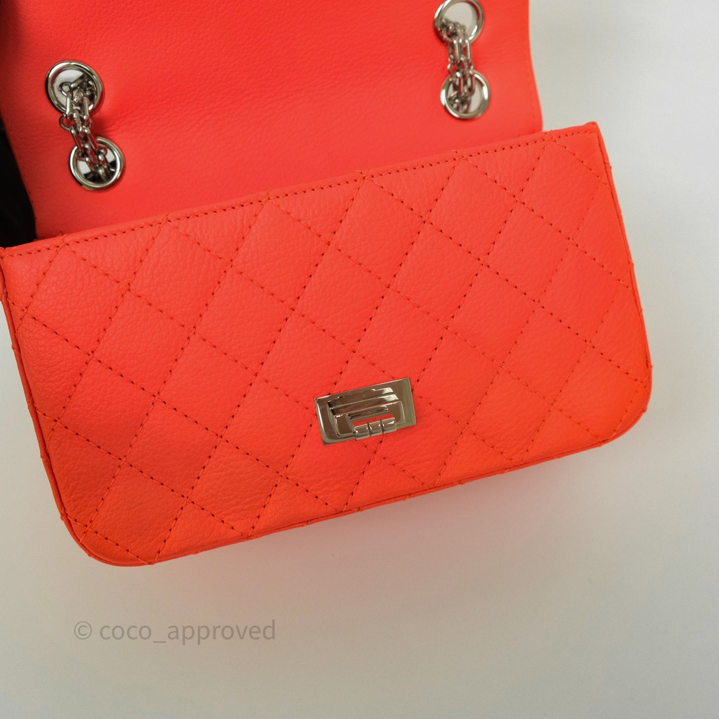 Chanel Mini Reissue 224 Tangerine Orange Goatskin Silver Hardware