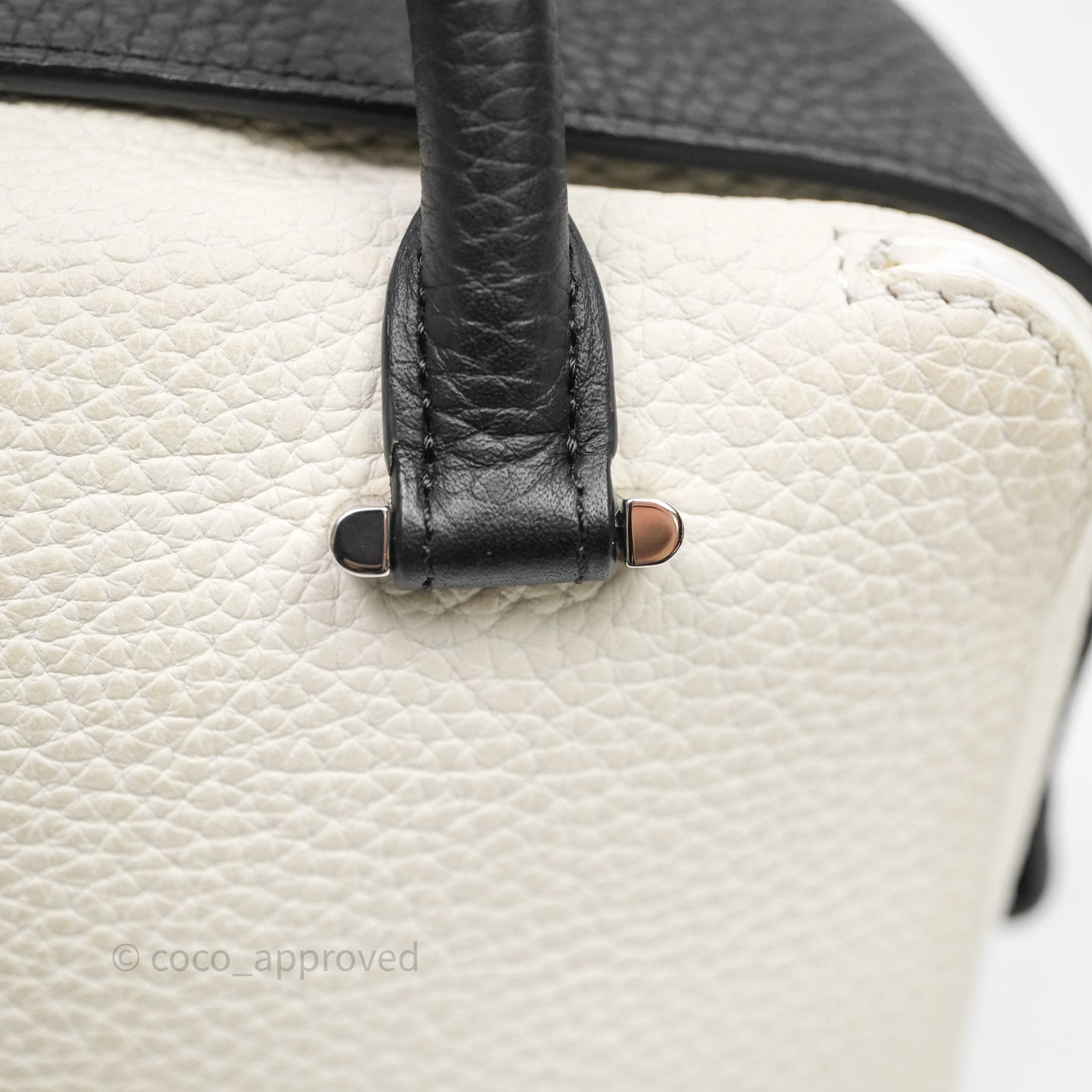 Delvaux Cool Box Mini Taurillon Soft Grained White/Black Calfskin Silver Hardware