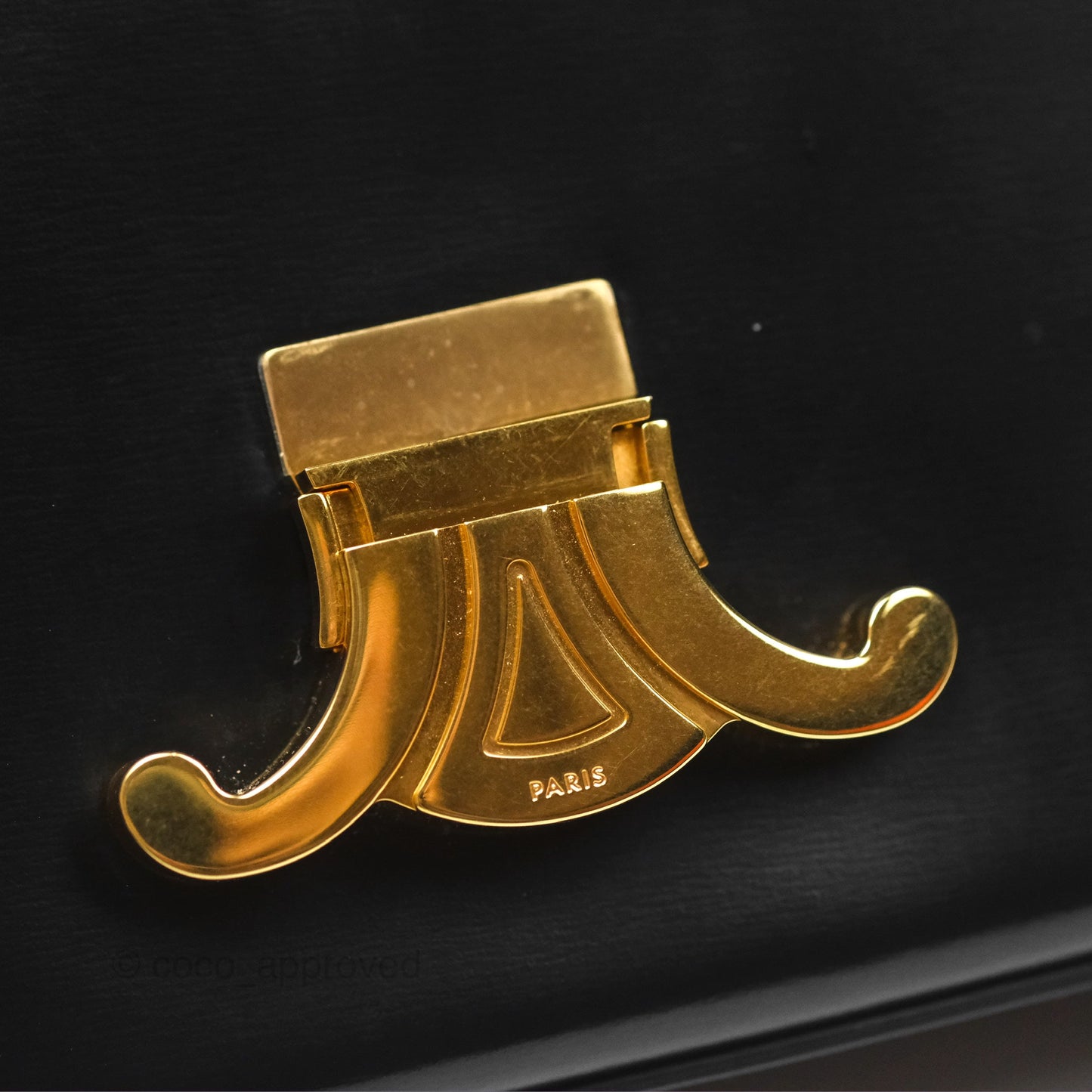 Celine Triomphe Shoulder Bag Black Calfskin