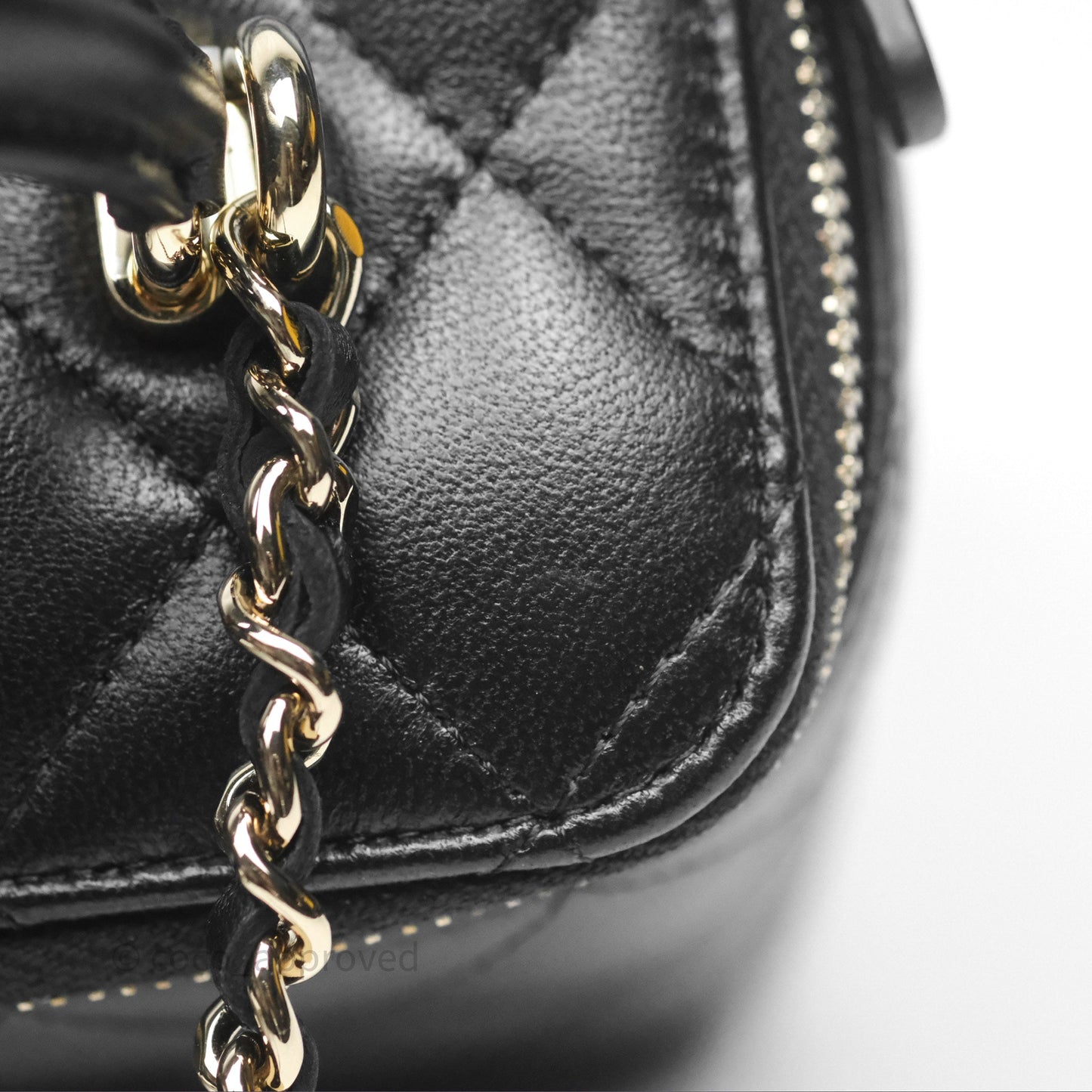 Chanel Vanity Rectangular Top Handle Black Lambskin Gold Hardware