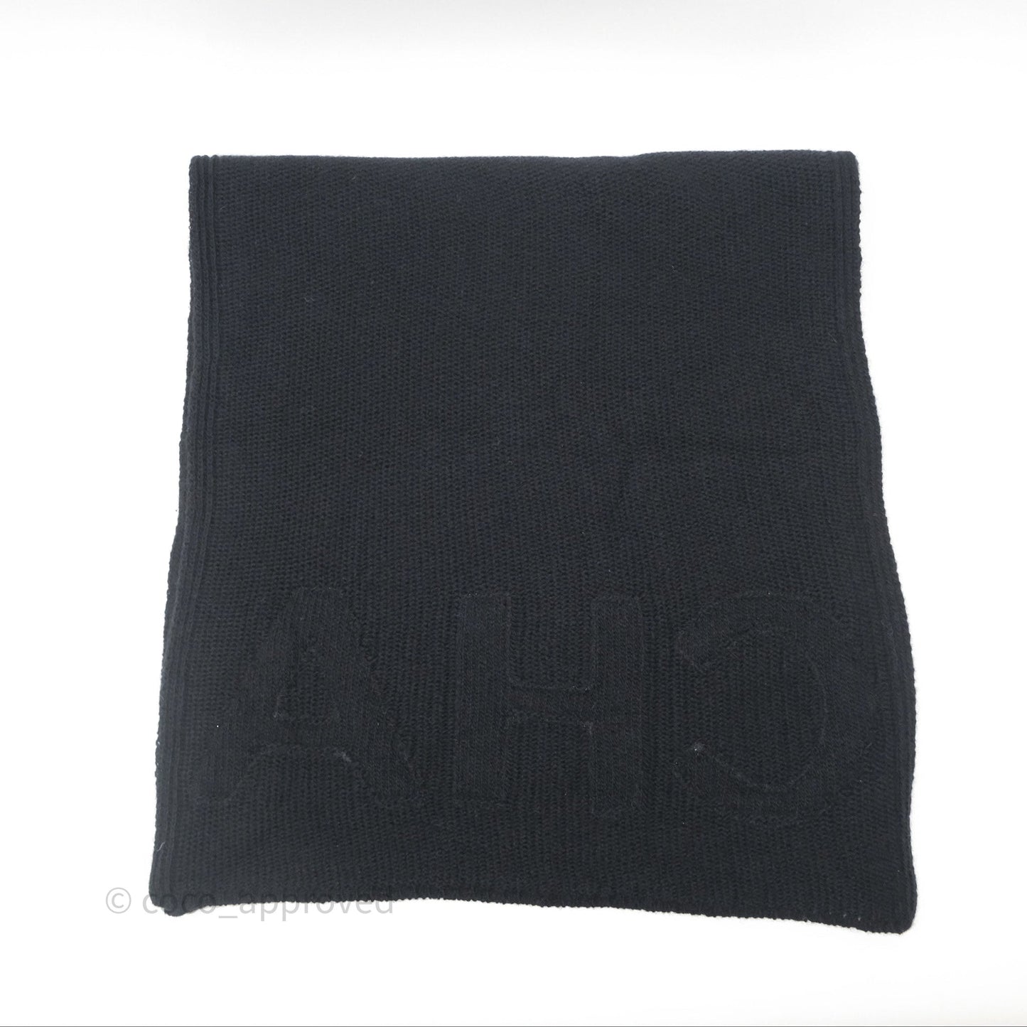 Chanel Chain Logo Scarf Wool Cashmere Black