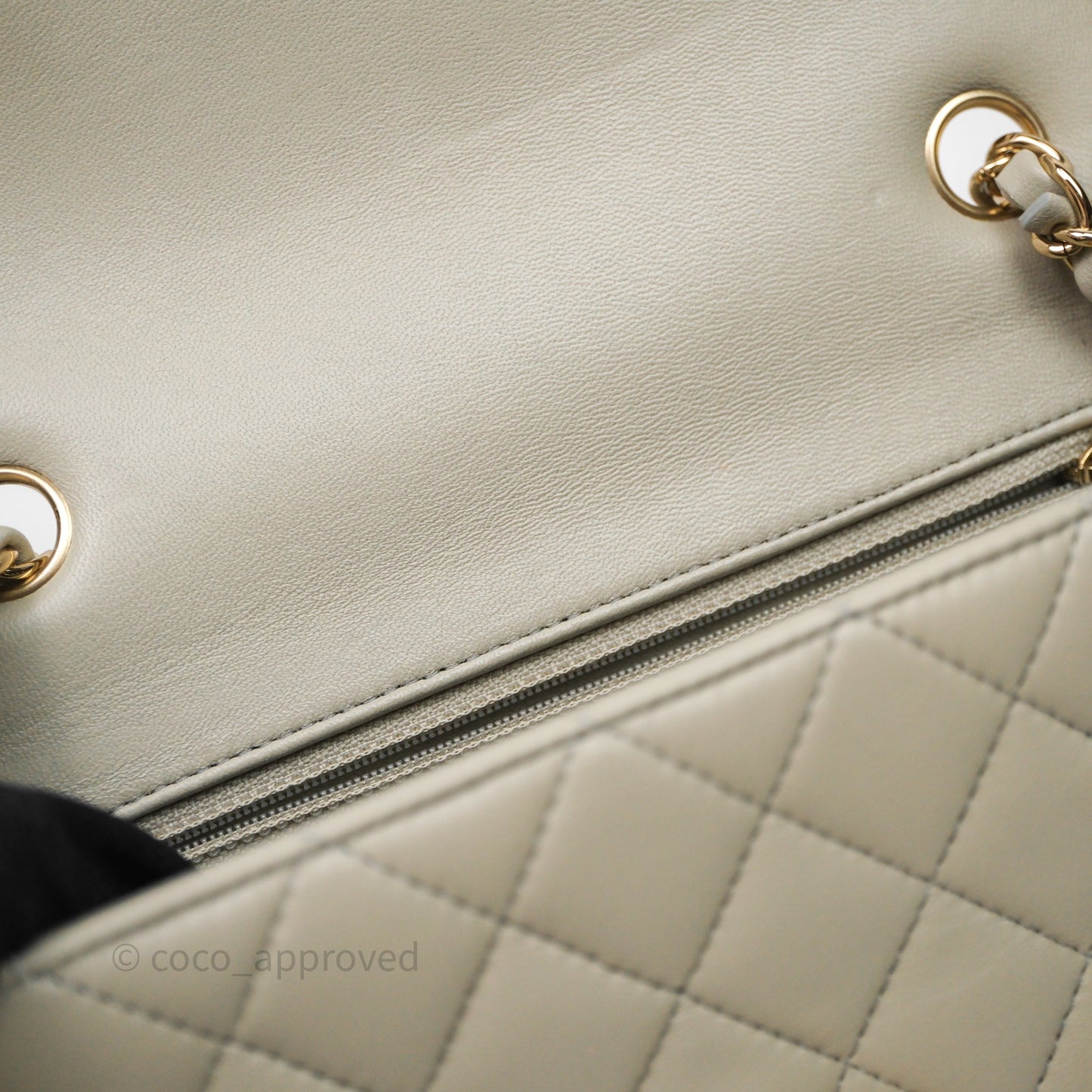 Chanel Mini Rectangular Flap Quilted Light Grey Lambskin Gold Hardware 22C