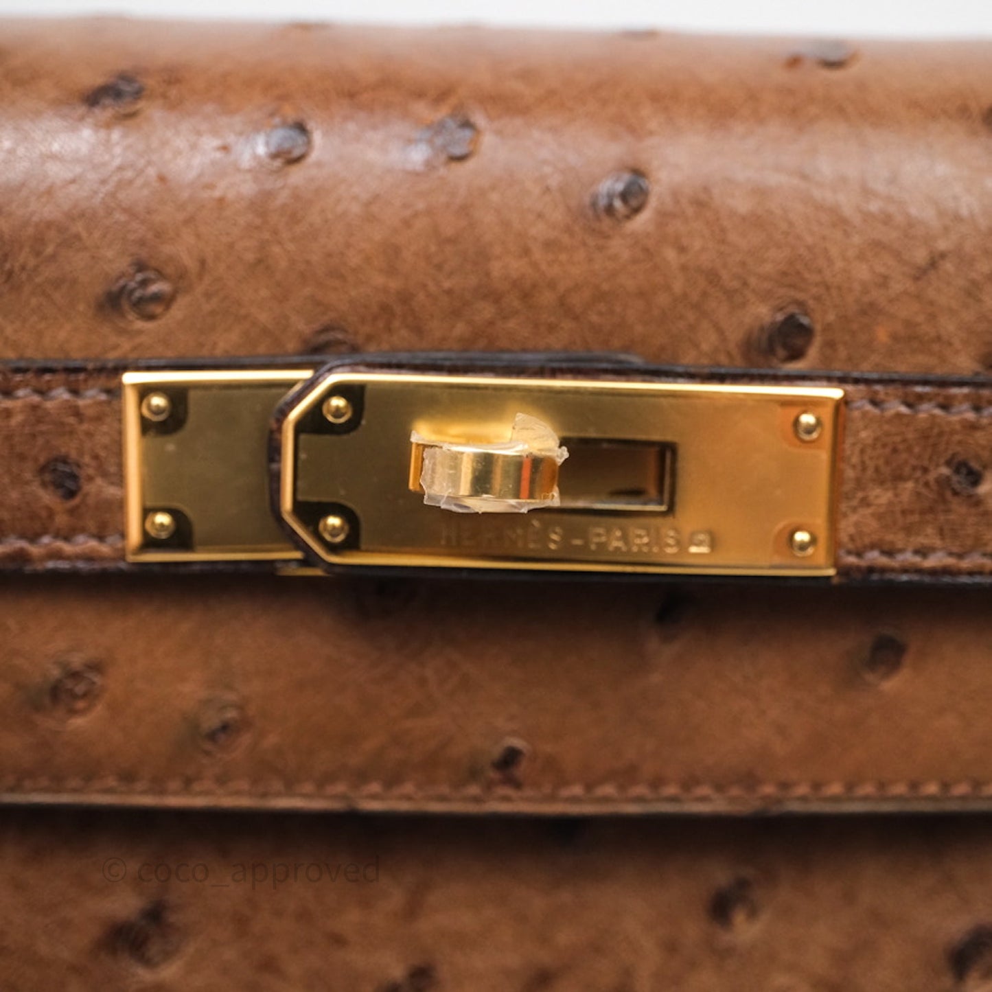Hermès Kelly 28 Chocolate Ostrish Sellier Gold Hardware
